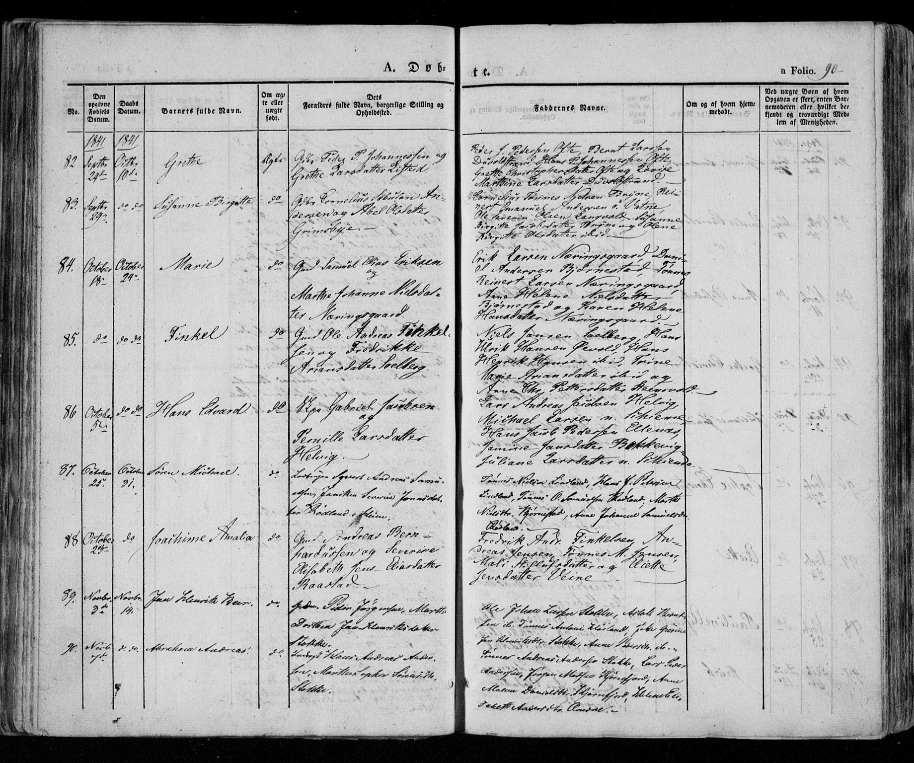 Lista sokneprestkontor, AV/SAK-1111-0027/F/Fa/L0009: Parish register (official) no. A 9, 1835-1846, p. 90