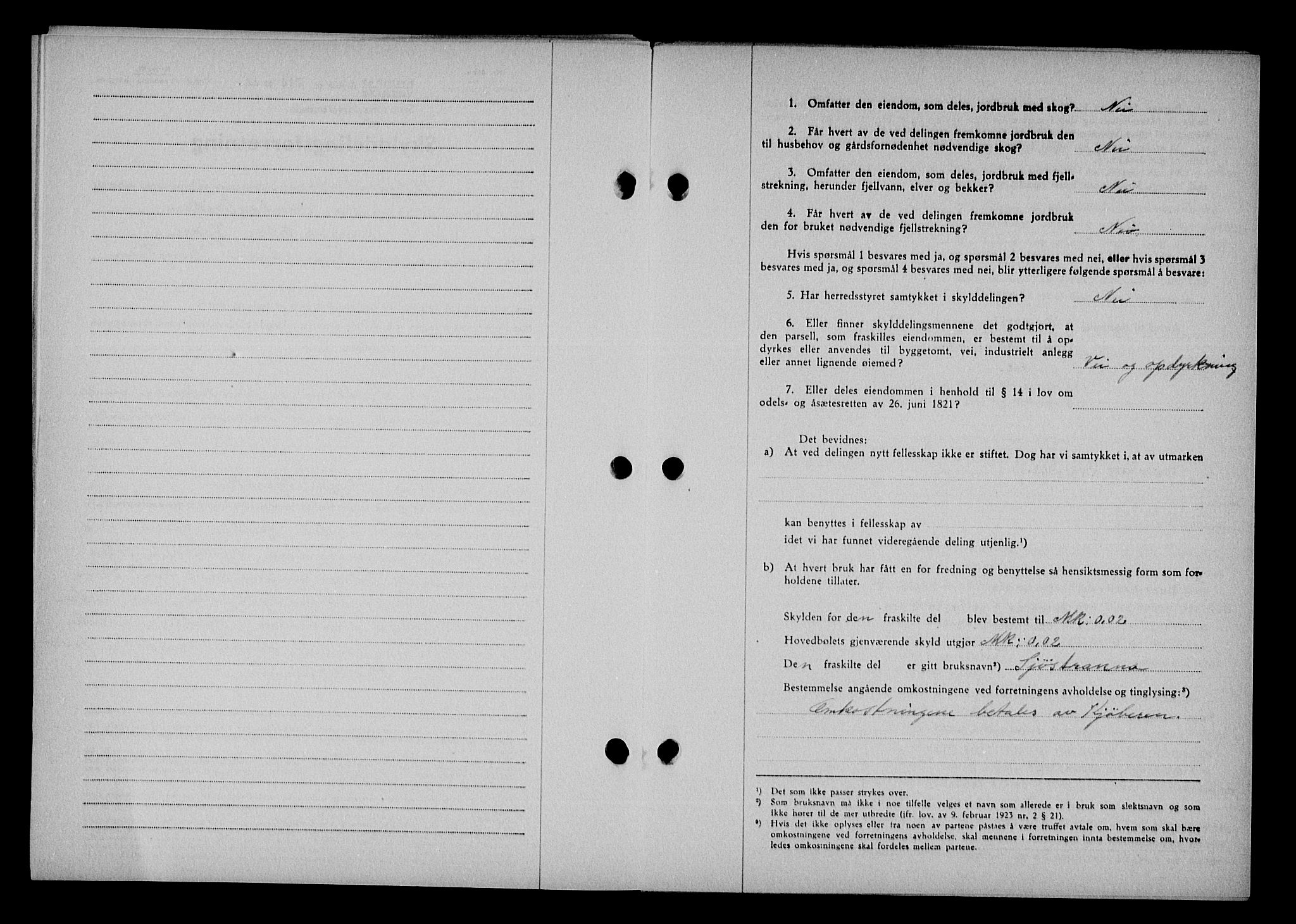 Vestre Nedenes/Sand sorenskriveri, SAK/1221-0010/G/Gb/Gba/L0053: Mortgage book no. A 6, 1944-1945, Diary no: : 244/1944