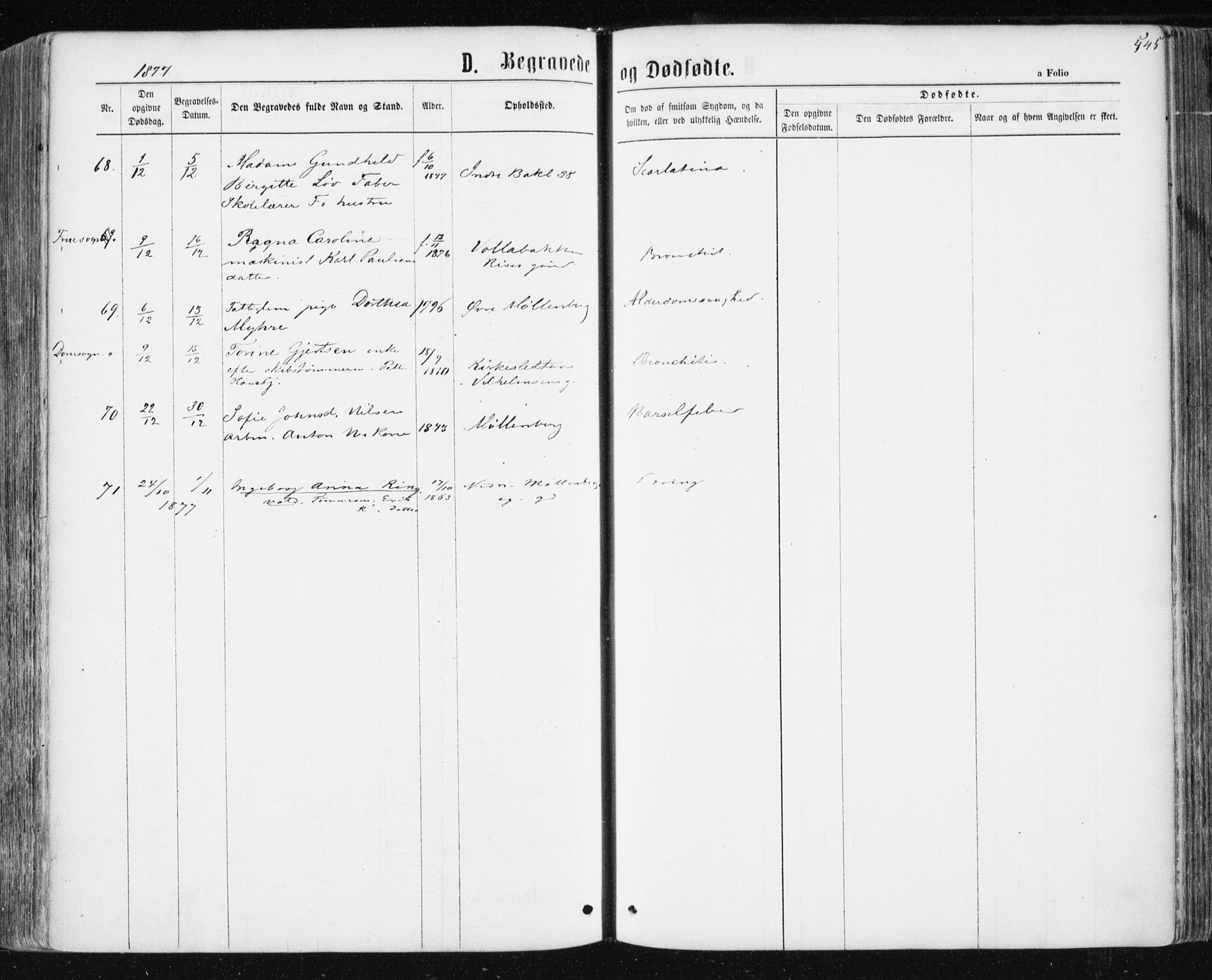 Ministerialprotokoller, klokkerbøker og fødselsregistre - Sør-Trøndelag, AV/SAT-A-1456/604/L0186: Parish register (official) no. 604A07, 1866-1877, p. 545