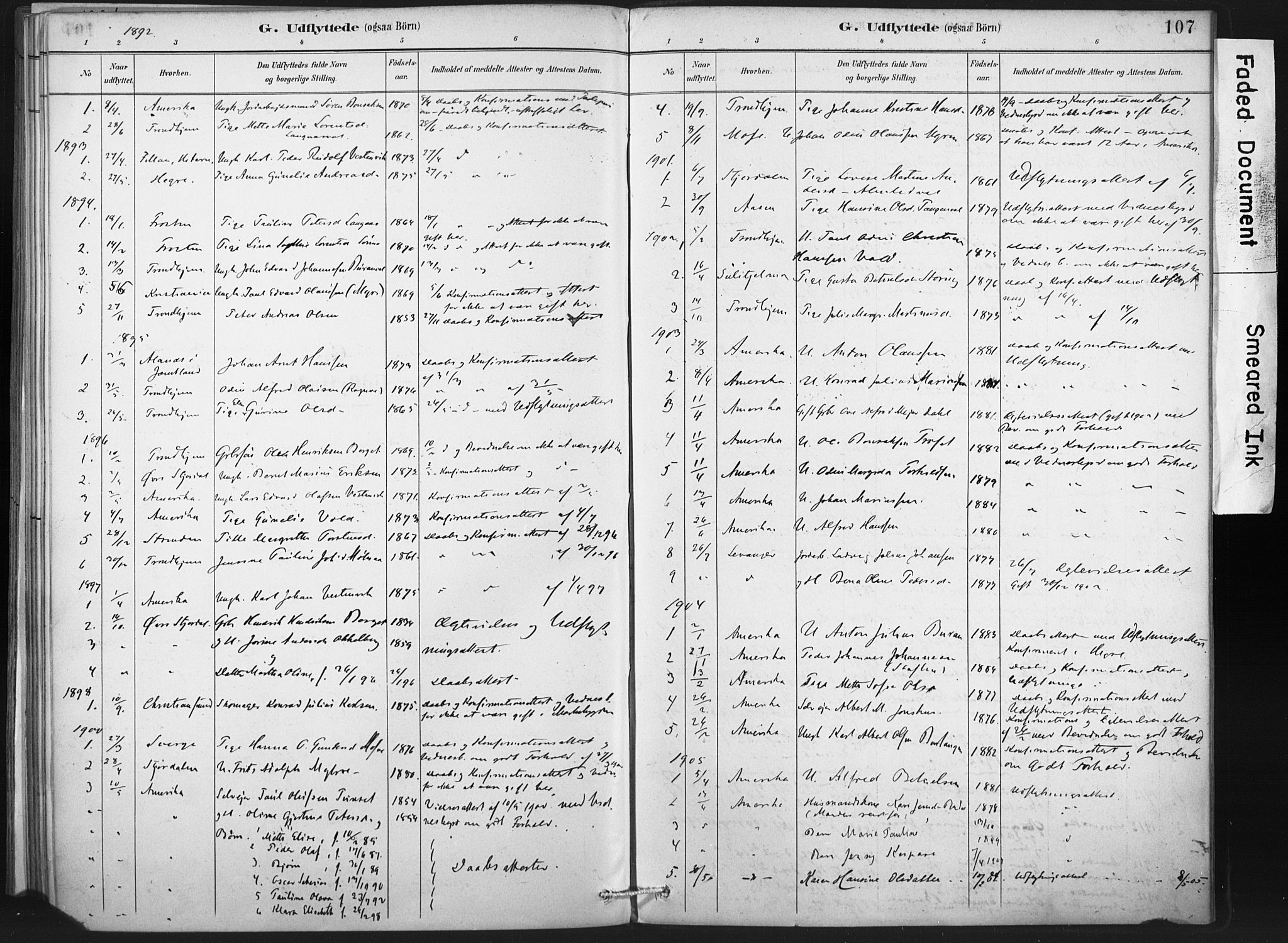 Ministerialprotokoller, klokkerbøker og fødselsregistre - Nord-Trøndelag, SAT/A-1458/718/L0175: Parish register (official) no. 718A01, 1890-1923, p. 107