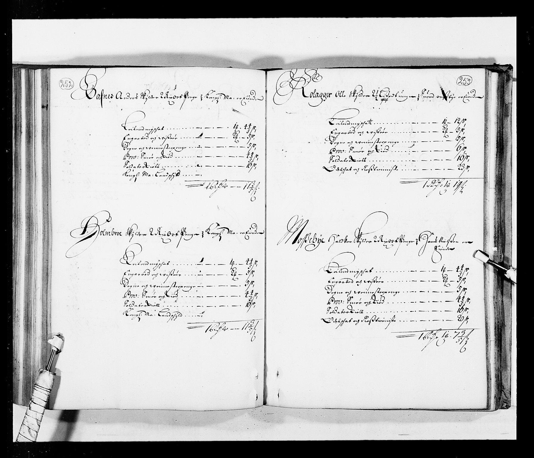 Stattholderembetet 1572-1771, AV/RA-EA-2870/Ek/L0034/0001: Jordebøker 1662-1720: / Matrikkel for Nedre Romerike, 1685, p. 252-253