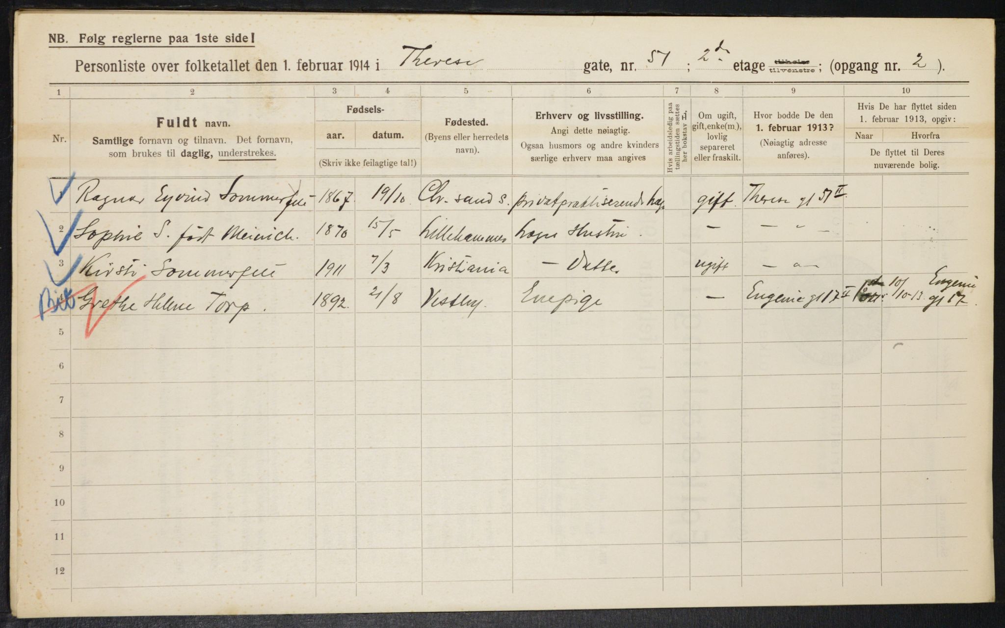 OBA, Municipal Census 1914 for Kristiania, 1914, p. 109671