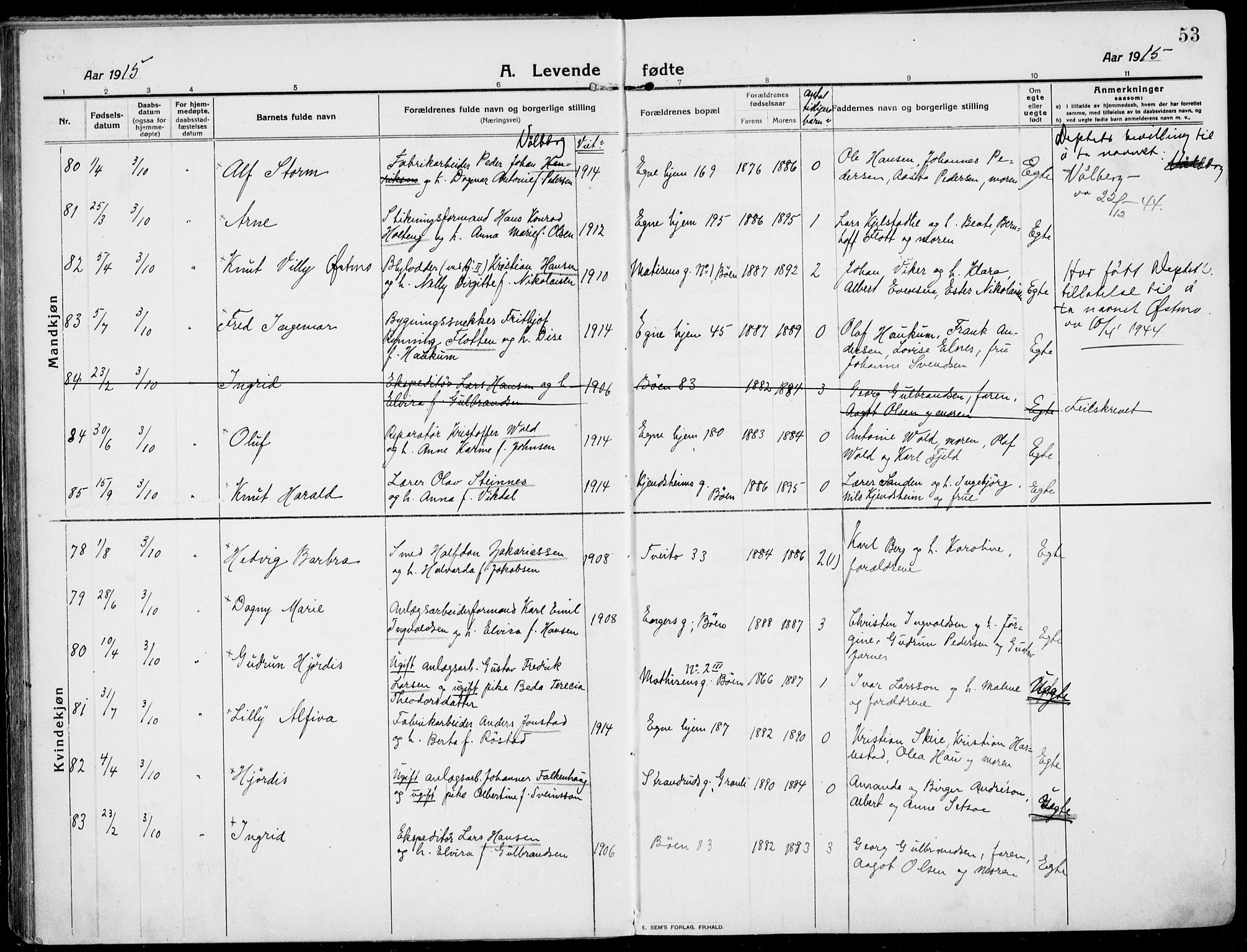 Rjukan kirkebøker, AV/SAKO-A-294/F/Fa/L0002: Parish register (official) no. 2, 1912-1917, p. 53