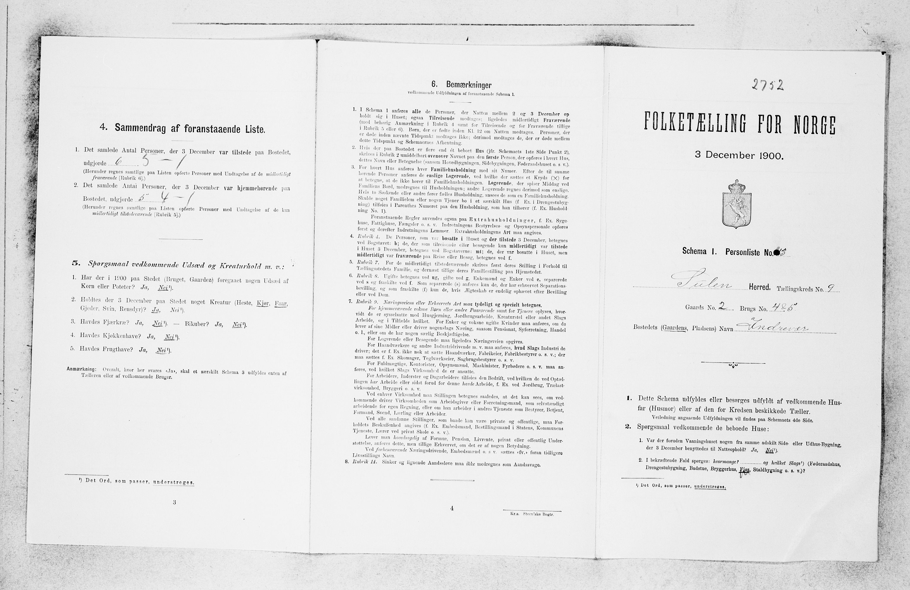 SAB, 1900 census for Solund, 1900, p. 592