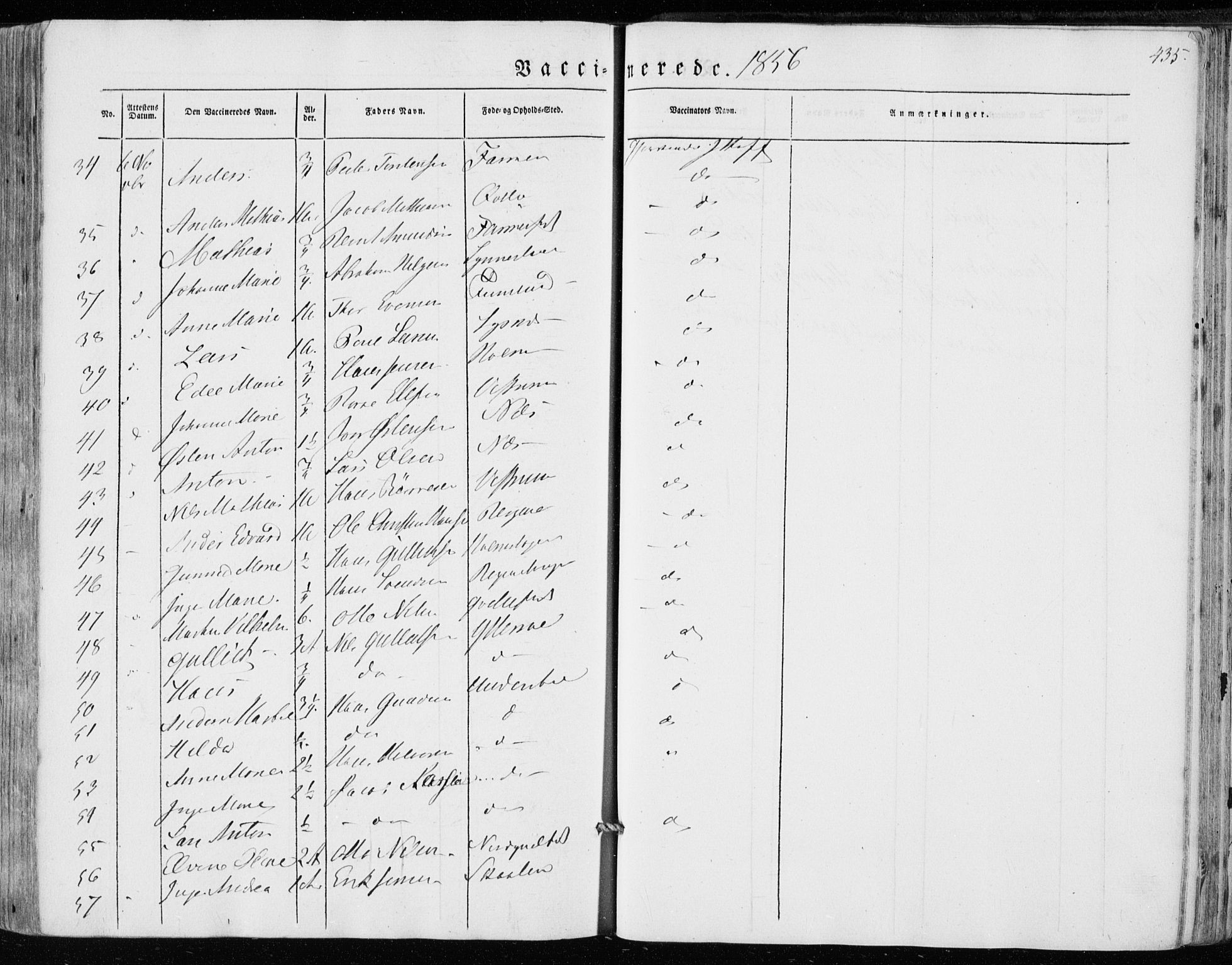 Hedrum kirkebøker, AV/SAKO-A-344/F/Fa/L0006: Parish register (official) no. I 6, 1849-1857, p. 435