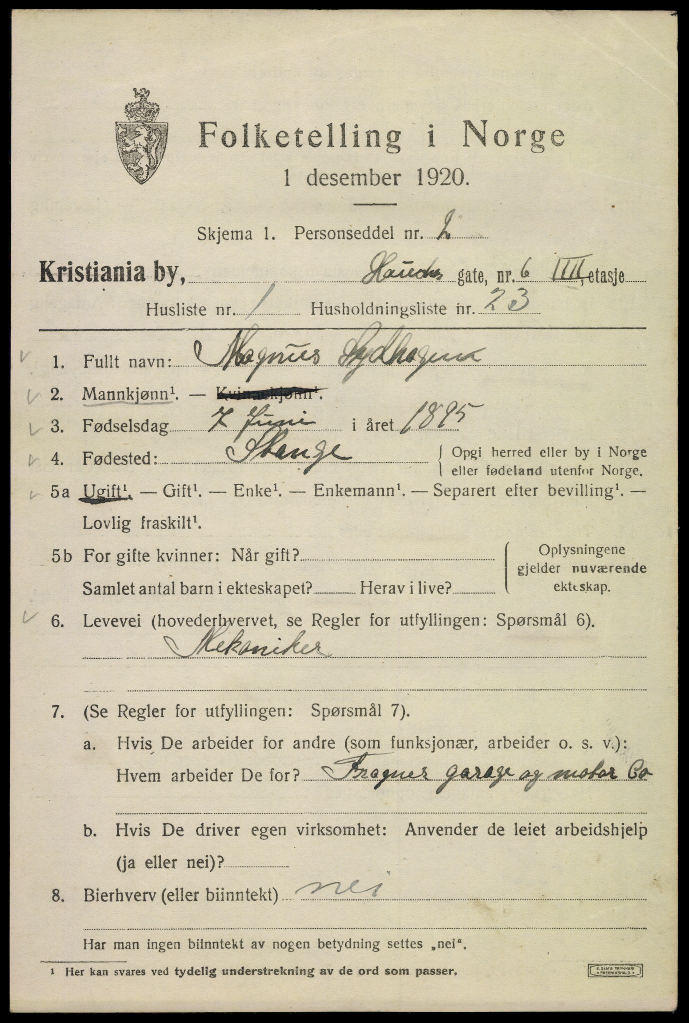 SAO, 1920 census for Kristiania, 1920, p. 272939