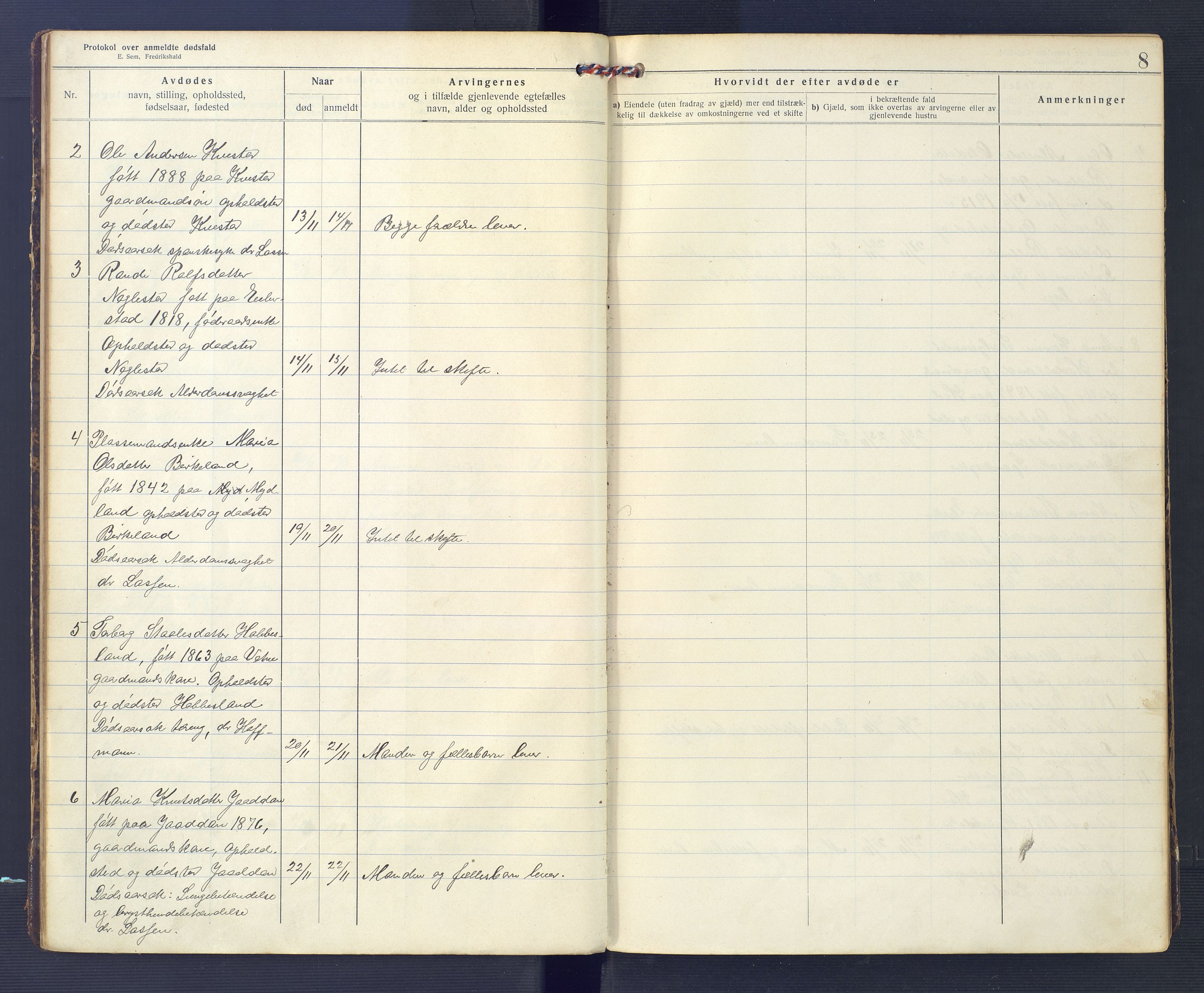 Hægebostad og Eiken lensmannskontor, AV/SAK-1241-0023/F/Fe/L0002: Dødsfallsprotokoll nr 34, 1917-1932, p. 8