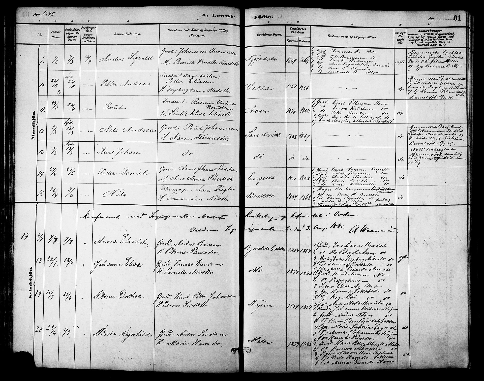 Ministerialprotokoller, klokkerbøker og fødselsregistre - Møre og Romsdal, AV/SAT-A-1454/513/L0189: Parish register (copy) no. 513C03, 1883-1904, p. 61