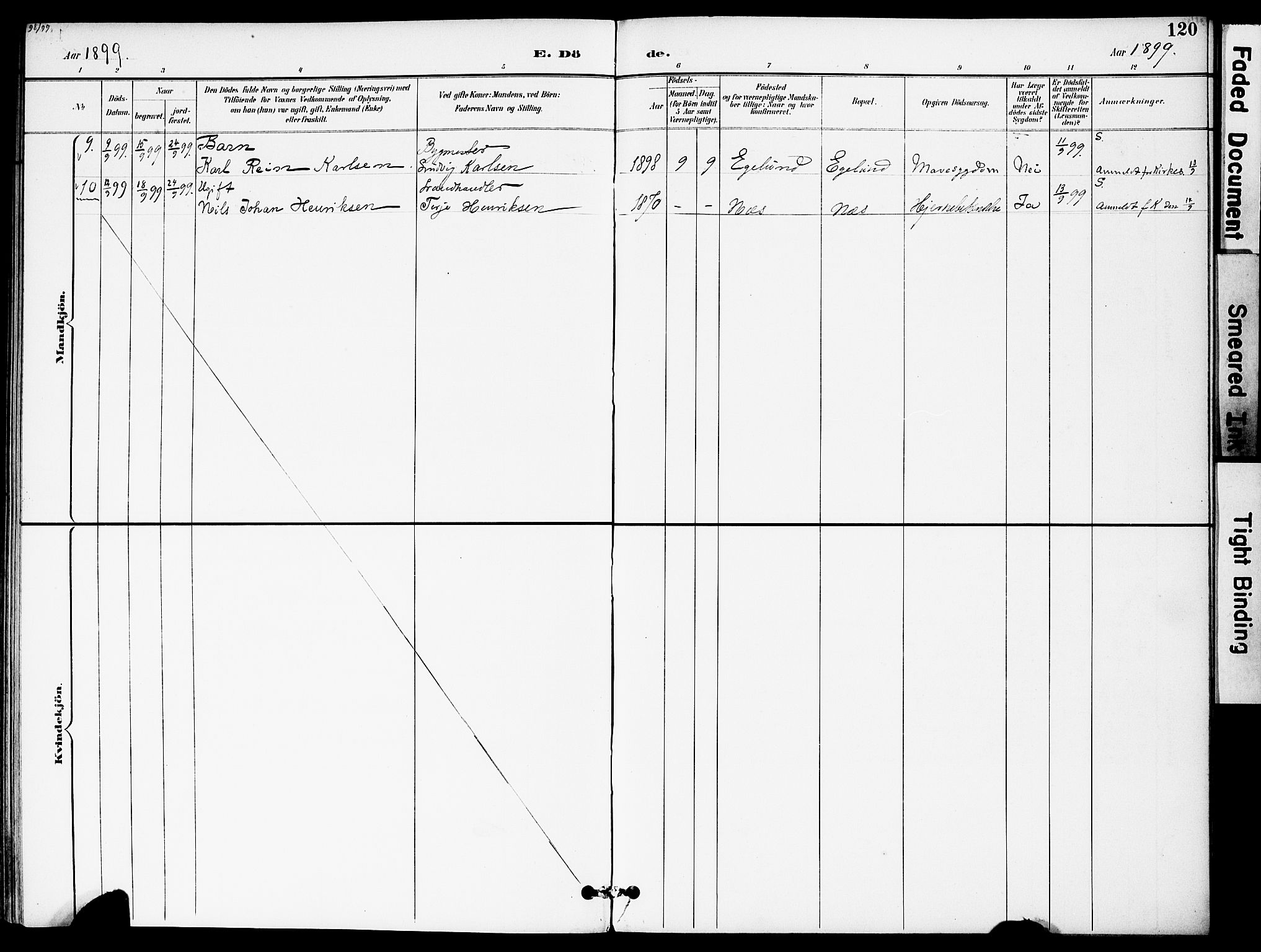 Austre Moland sokneprestkontor, SAK/1111-0001/F/Fa/Fab/L0002: Parish register (official) no. A 2, 1894-1919, p. 120