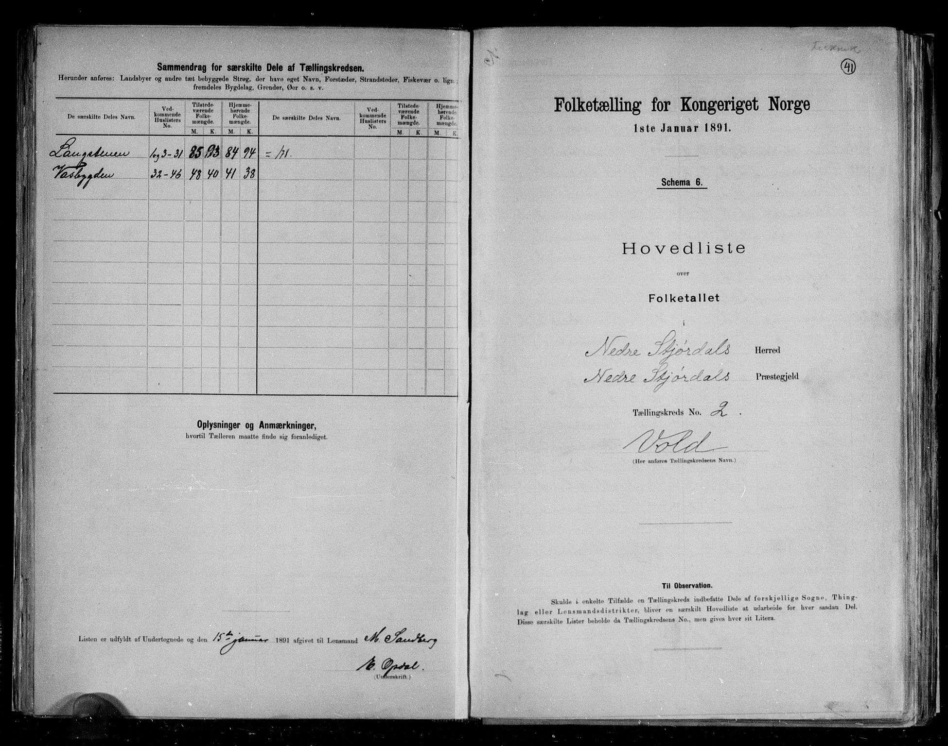 RA, 1891 census for 1714 Nedre Stjørdal, 1891, p. 6