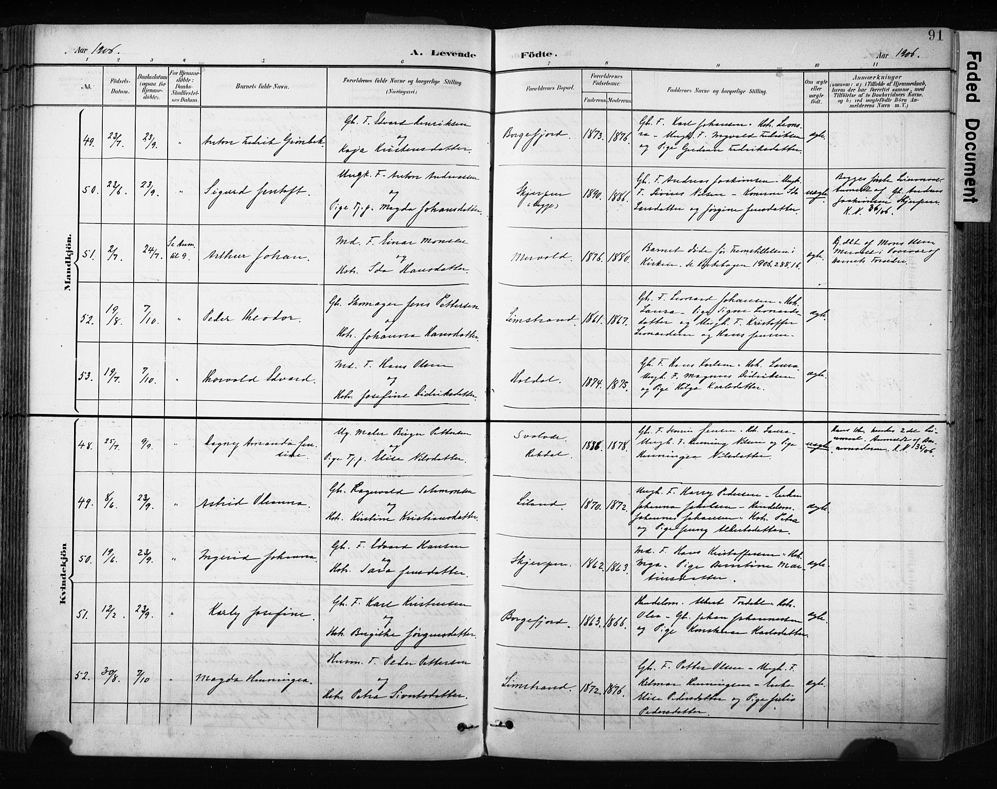 Ministerialprotokoller, klokkerbøker og fødselsregistre - Nordland, AV/SAT-A-1459/880/L1134: Parish register (official) no. 880A08, 1899-1908, p. 91