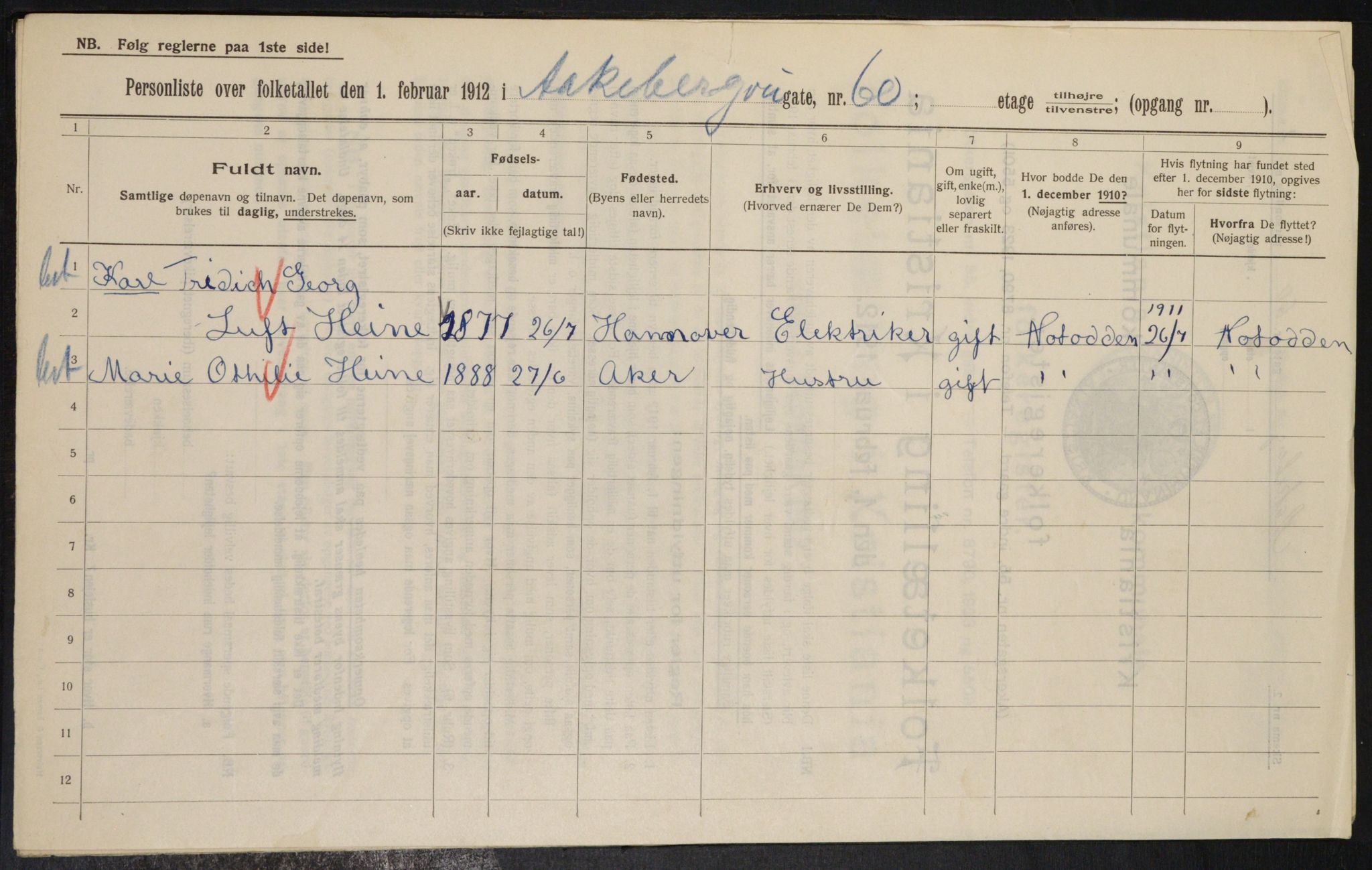 OBA, Municipal Census 1912 for Kristiania, 1912, p. 130943