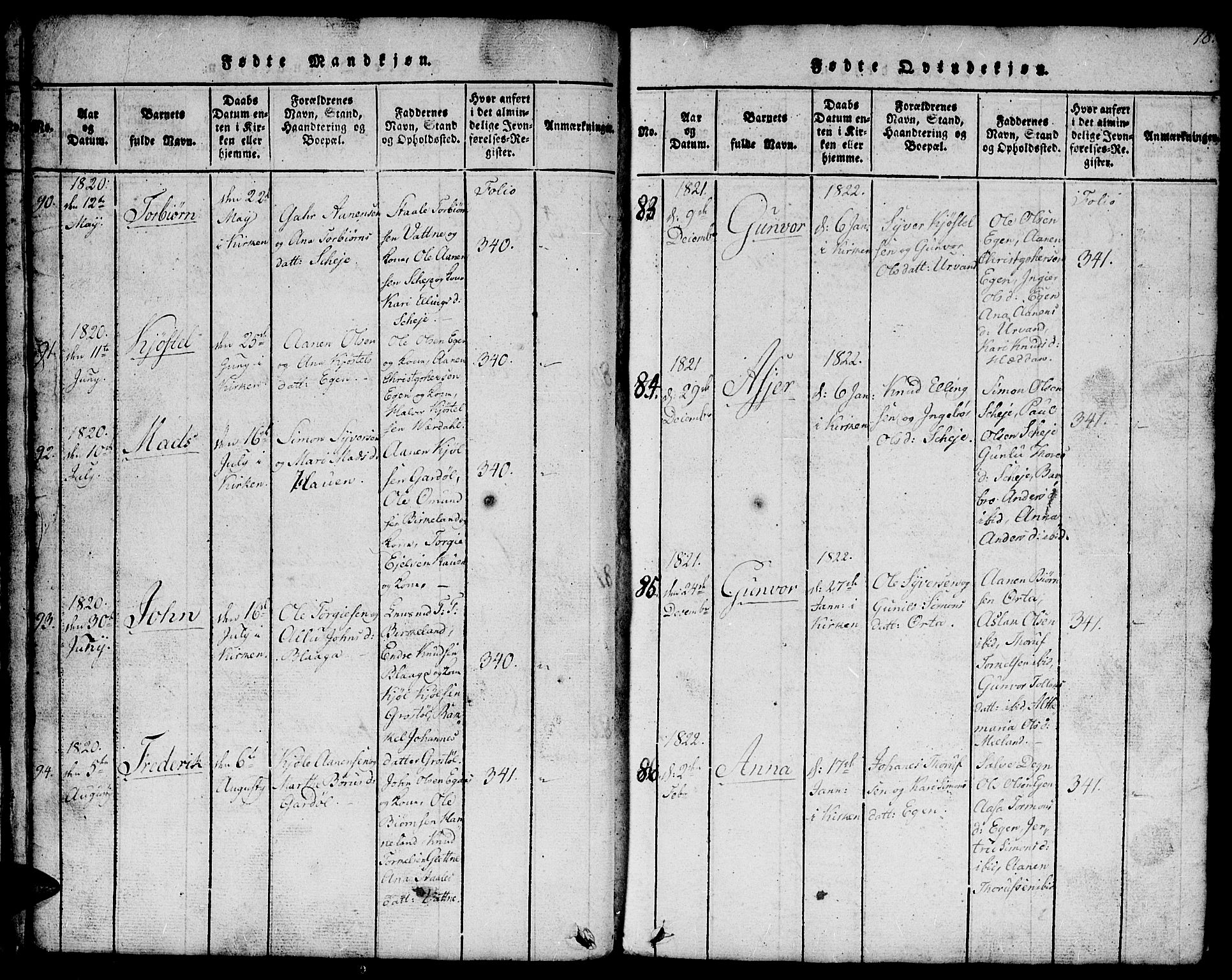 Hægebostad sokneprestkontor, SAK/1111-0024/F/Fb/Fbb/L0001: Parish register (copy) no. B 1, 1816-1850, p. 18