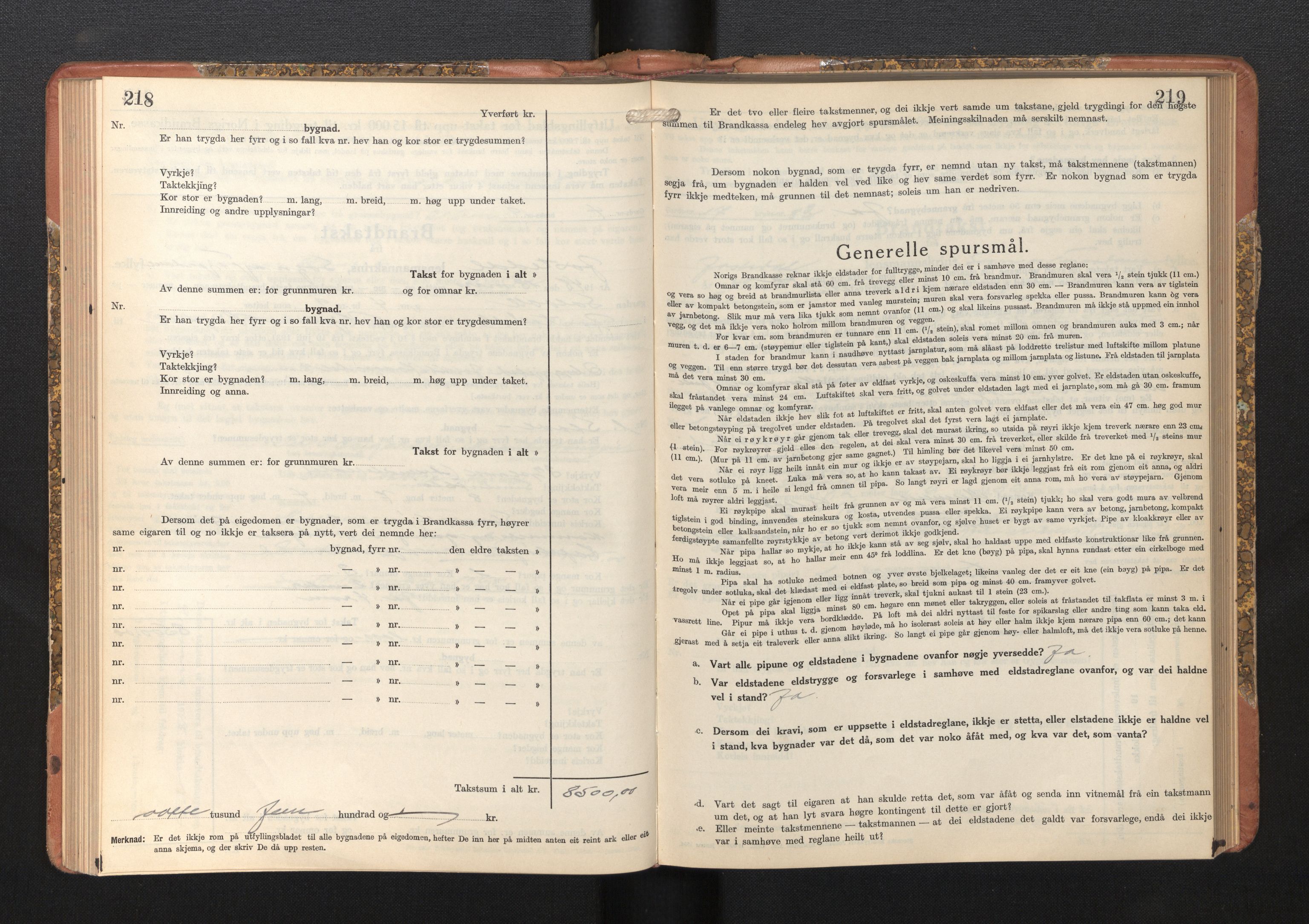 Lensmannen i Jostedal, AV/SAB-A-28601/0012/L0006: Branntakstprotokoll, skjematakst, 1936-1948, p. 218-219