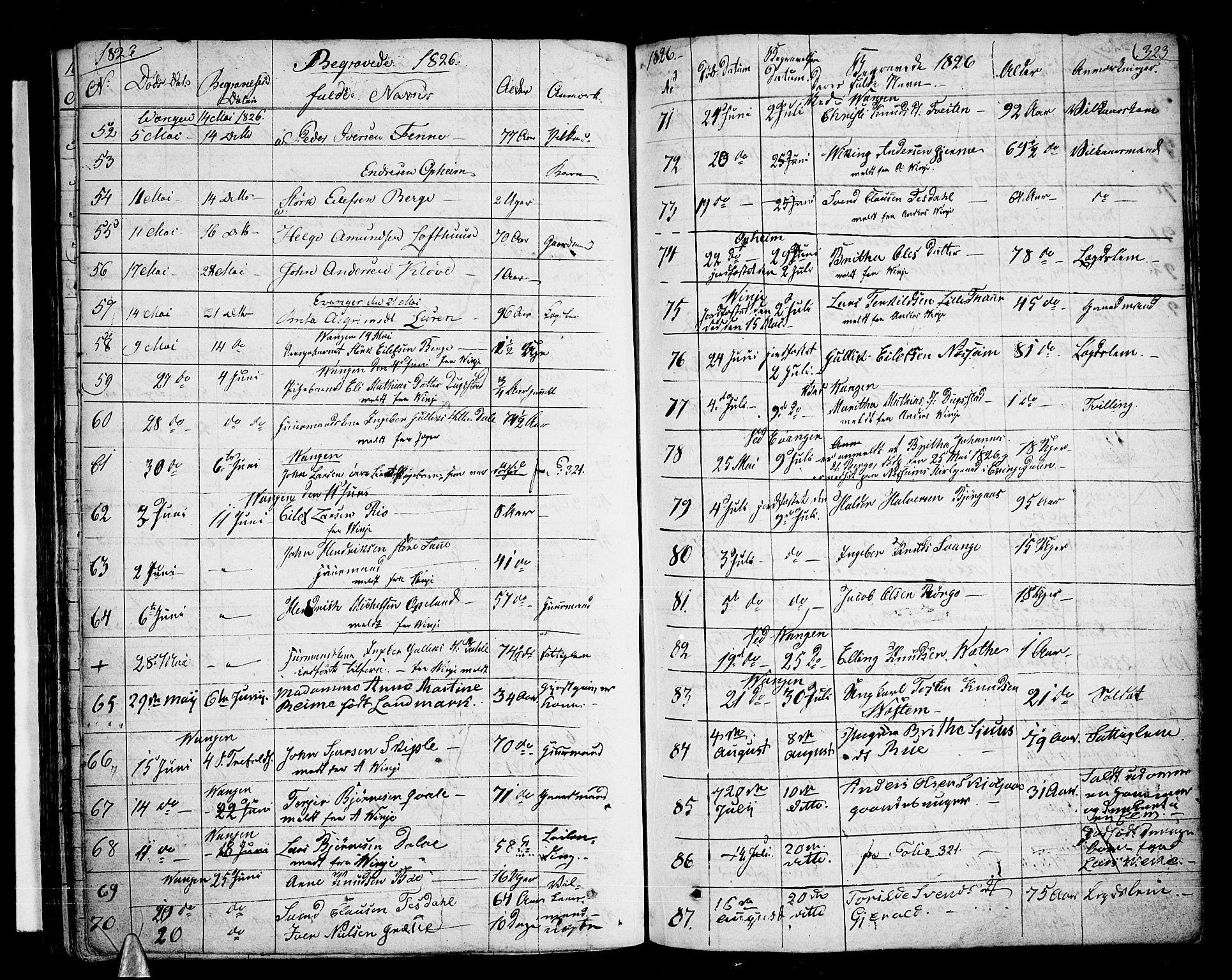 Voss sokneprestembete, AV/SAB-A-79001/H/Haa: Parish register (official) no. A 12, 1823-1837, p. 323