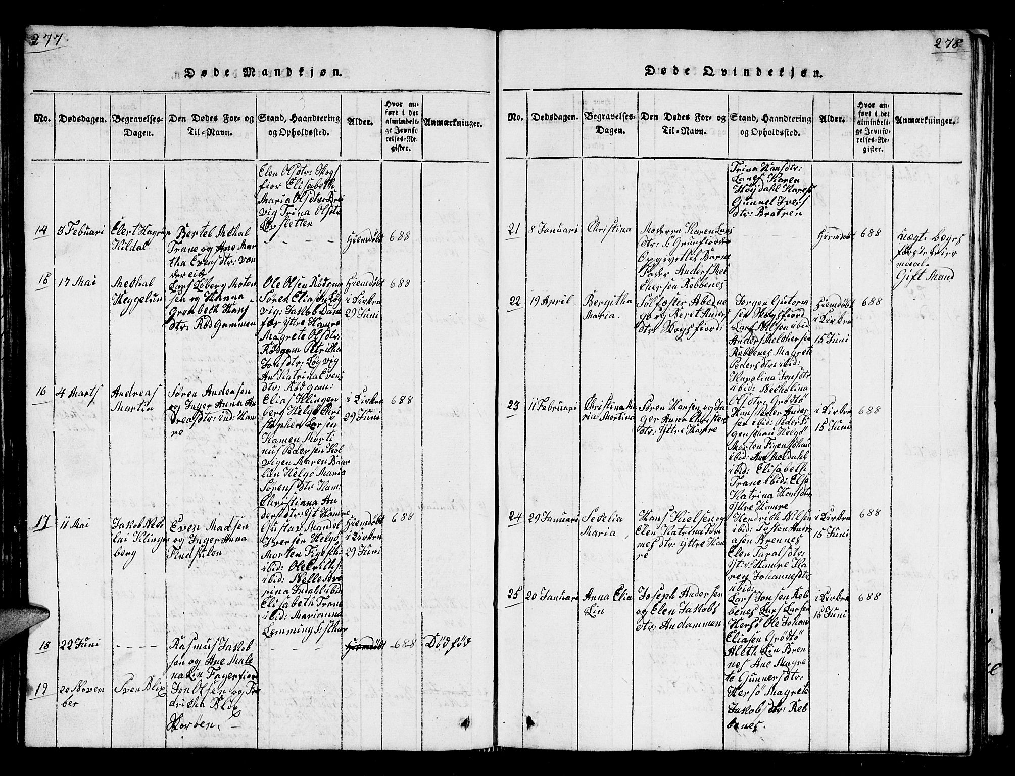 Karlsøy sokneprestembete, AV/SATØ-S-1299/H/Ha/Hab/L0001klokker: Parish register (copy) no. 1, 1821-1840, p. 277-278