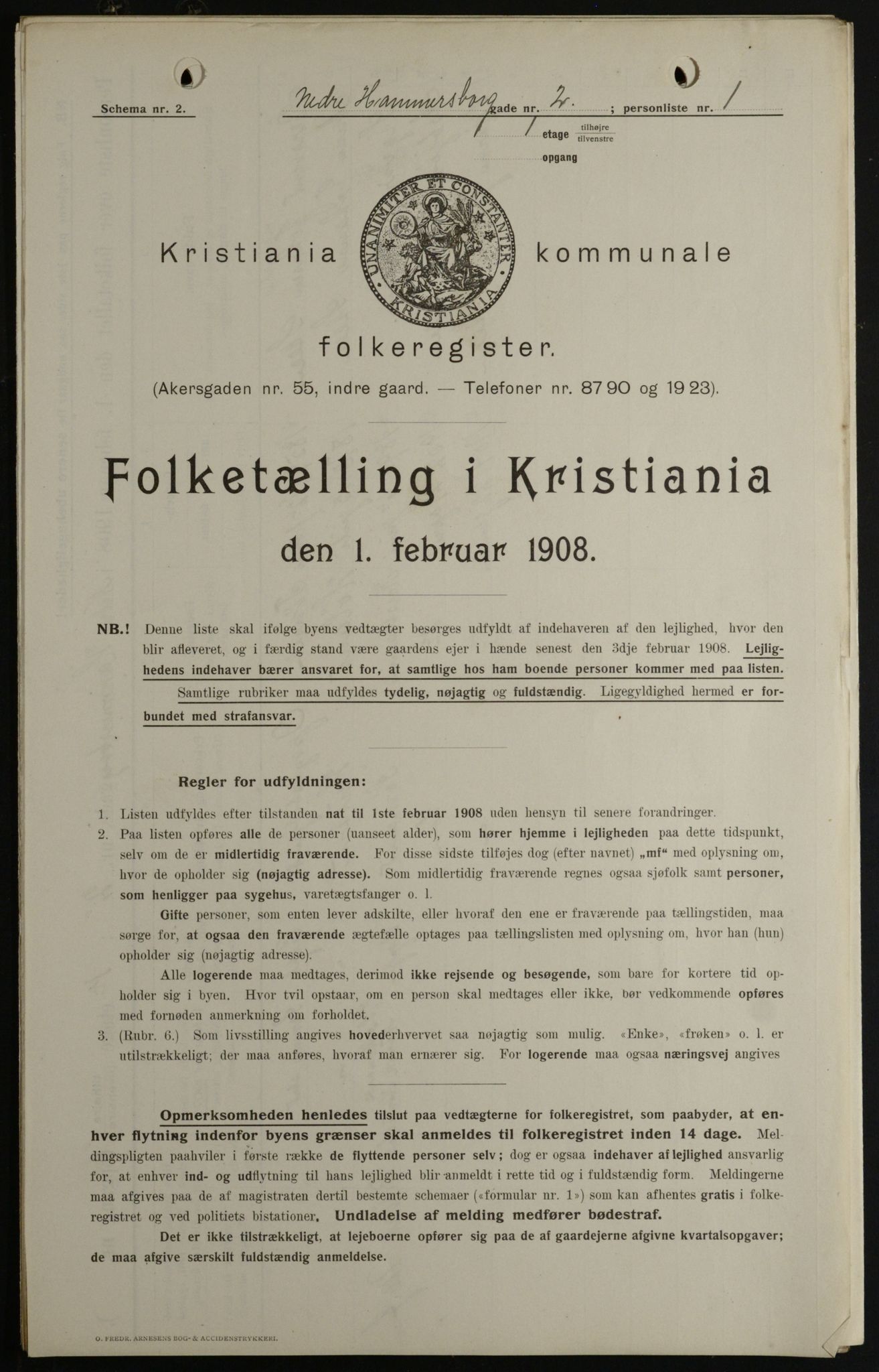 OBA, Municipal Census 1908 for Kristiania, 1908, p. 62019