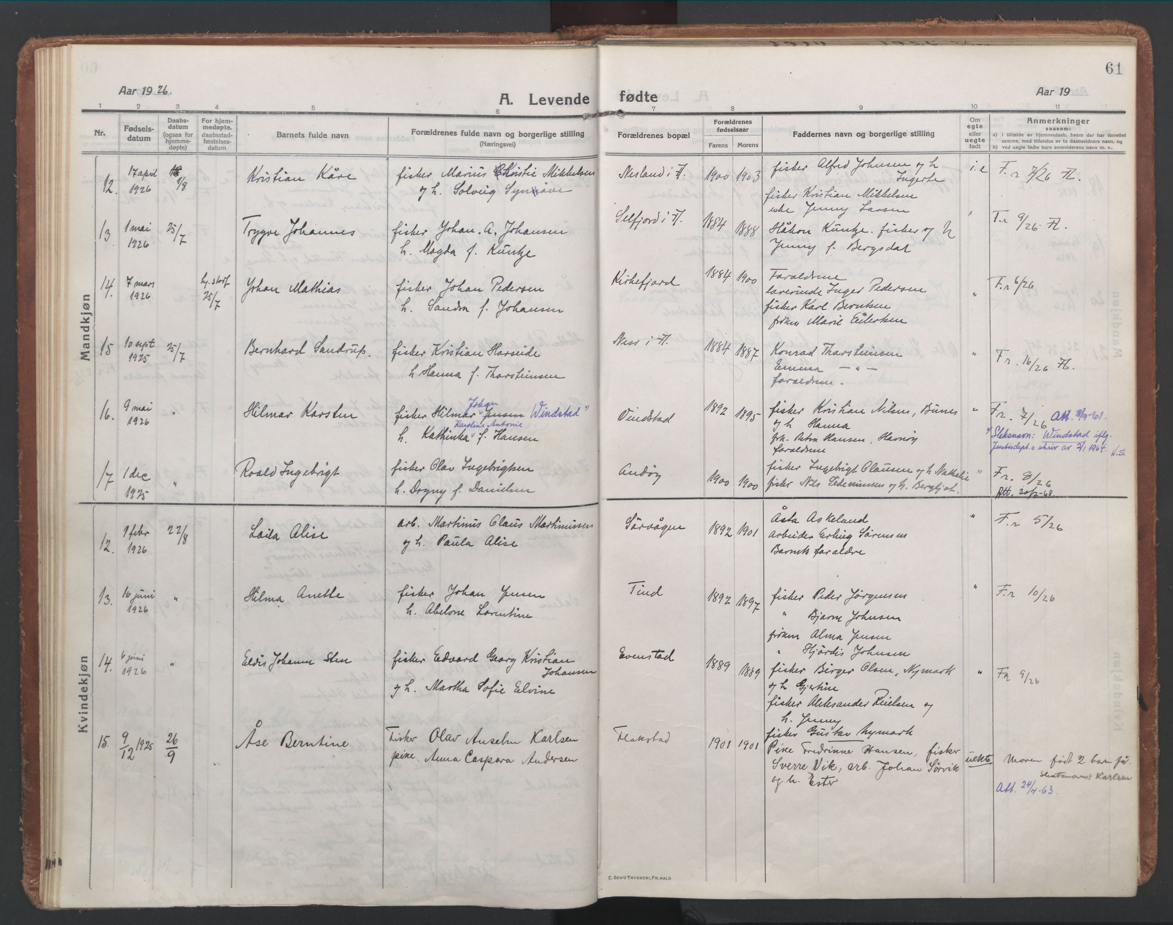 Ministerialprotokoller, klokkerbøker og fødselsregistre - Nordland, SAT/A-1459/886/L1222: Parish register (official) no. 886A04, 1914-1926, p. 61