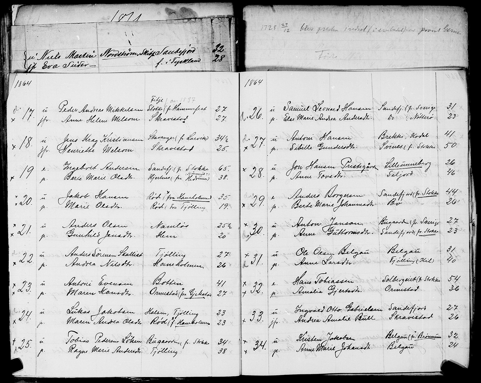 Sandar sokneprestkontor, AV/SAKO-A-242/Y/Ya/L0006: Other parish register no. 1 /1, 1709-1871