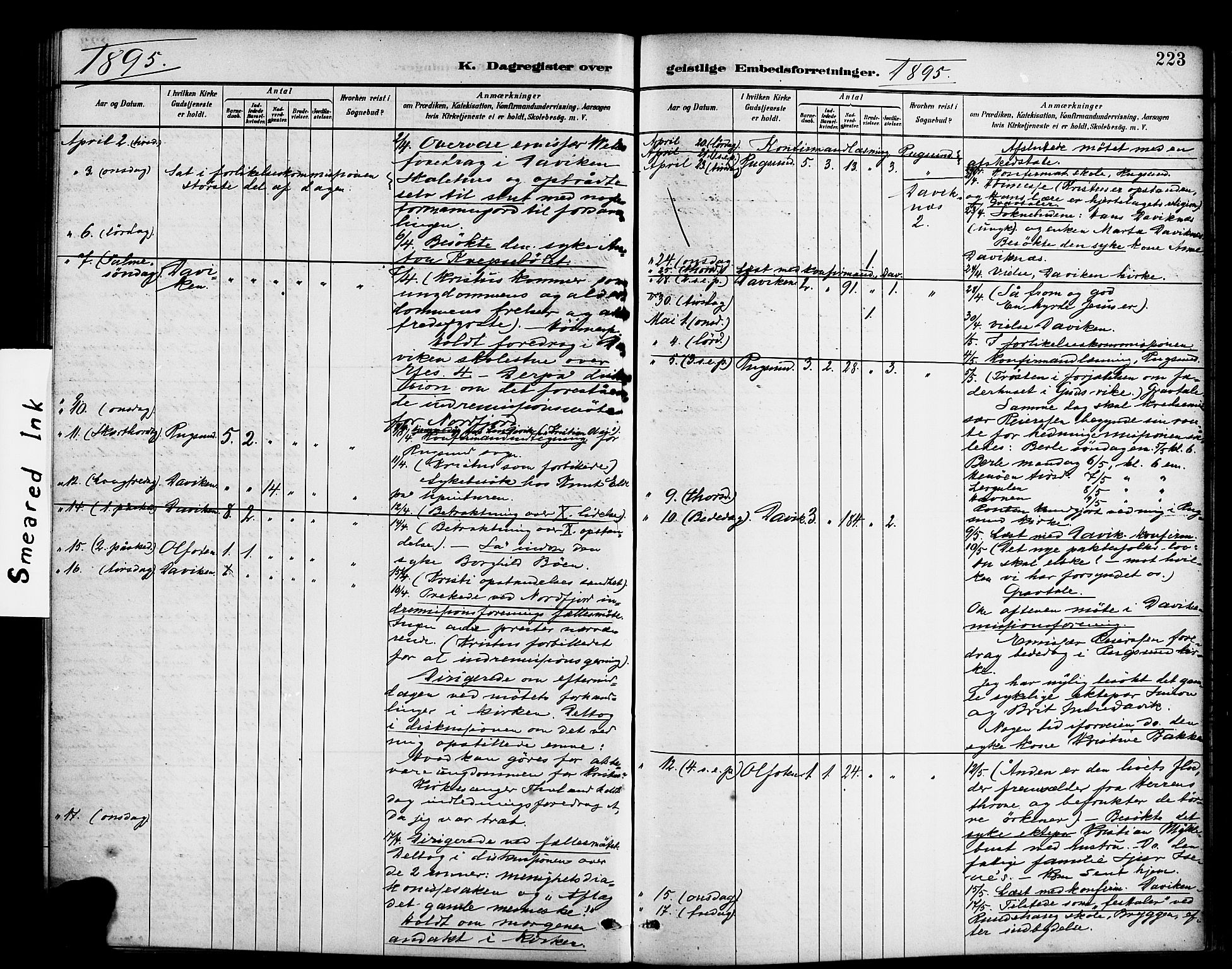 Davik sokneprestembete, AV/SAB-A-79701/H/Haa/Haab/L0001: Parish register (official) no. B 1, 1882-1900, p. 223