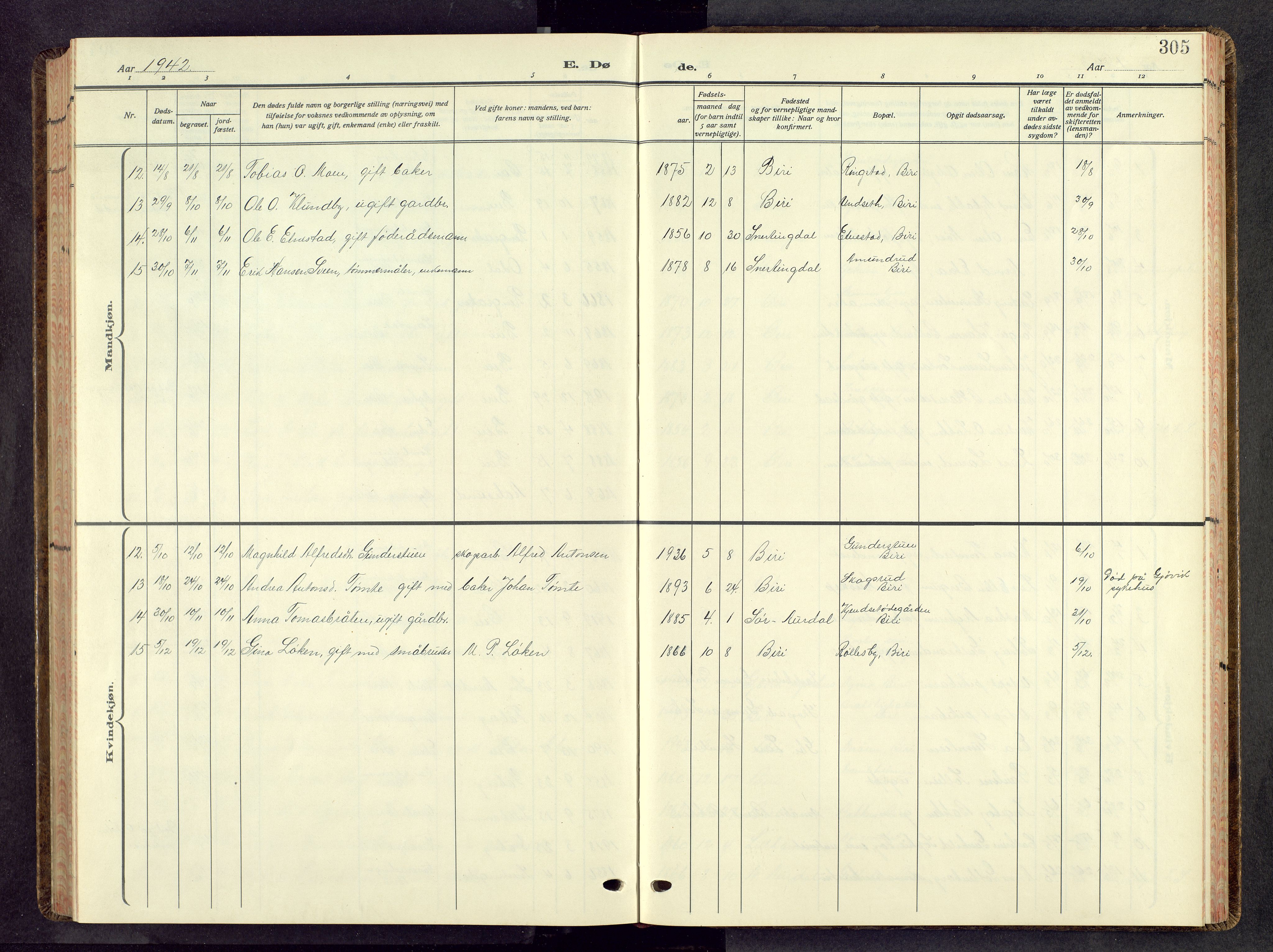 Biri prestekontor, AV/SAH-PREST-096/H/Ha/Hab/L0008: Parish register (copy) no. 8, 1939-1962, p. 305