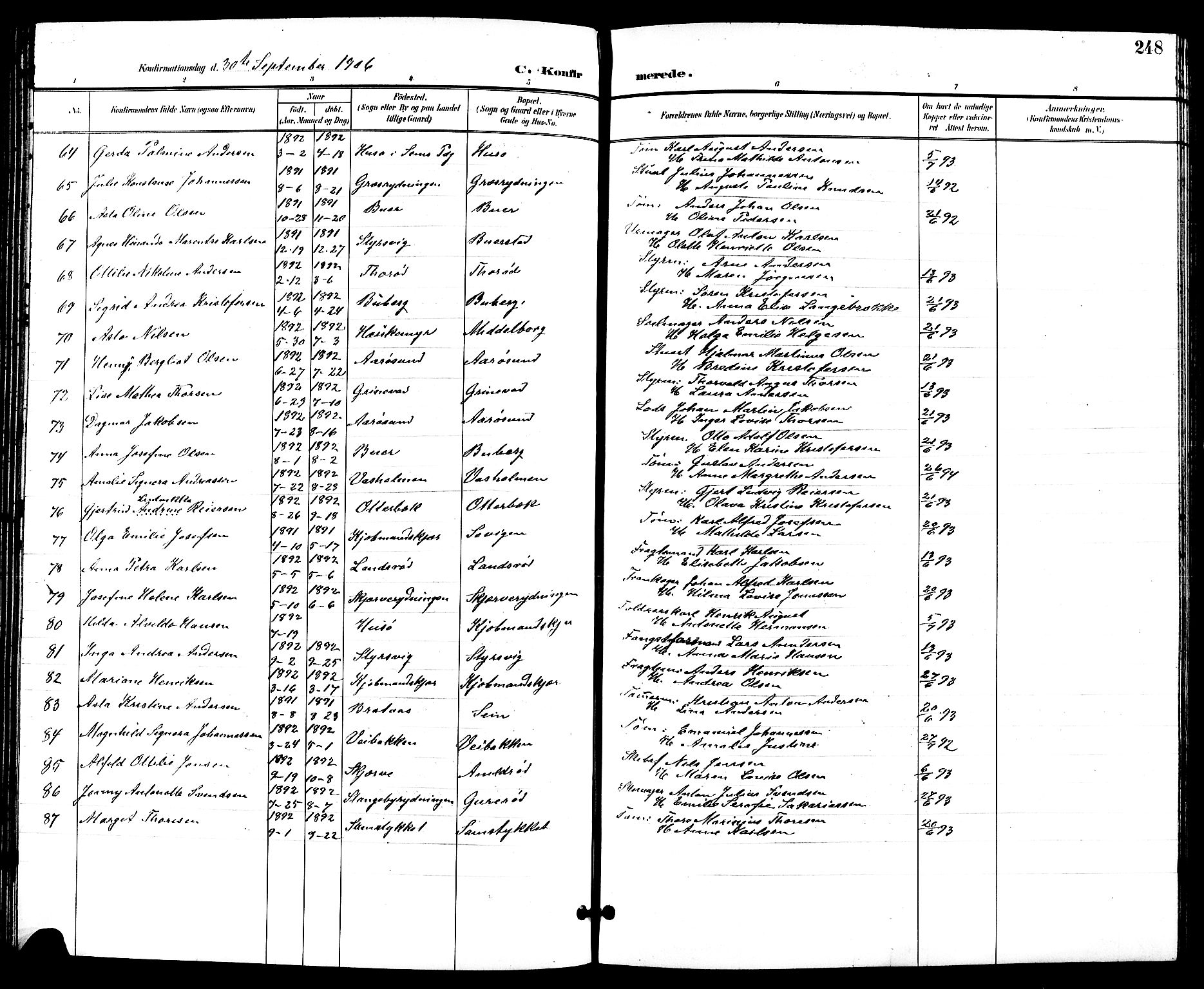 Nøtterøy kirkebøker, SAKO/A-354/G/Ga/L0004: Parish register (copy) no. I 4, 1894-1909, p. 248