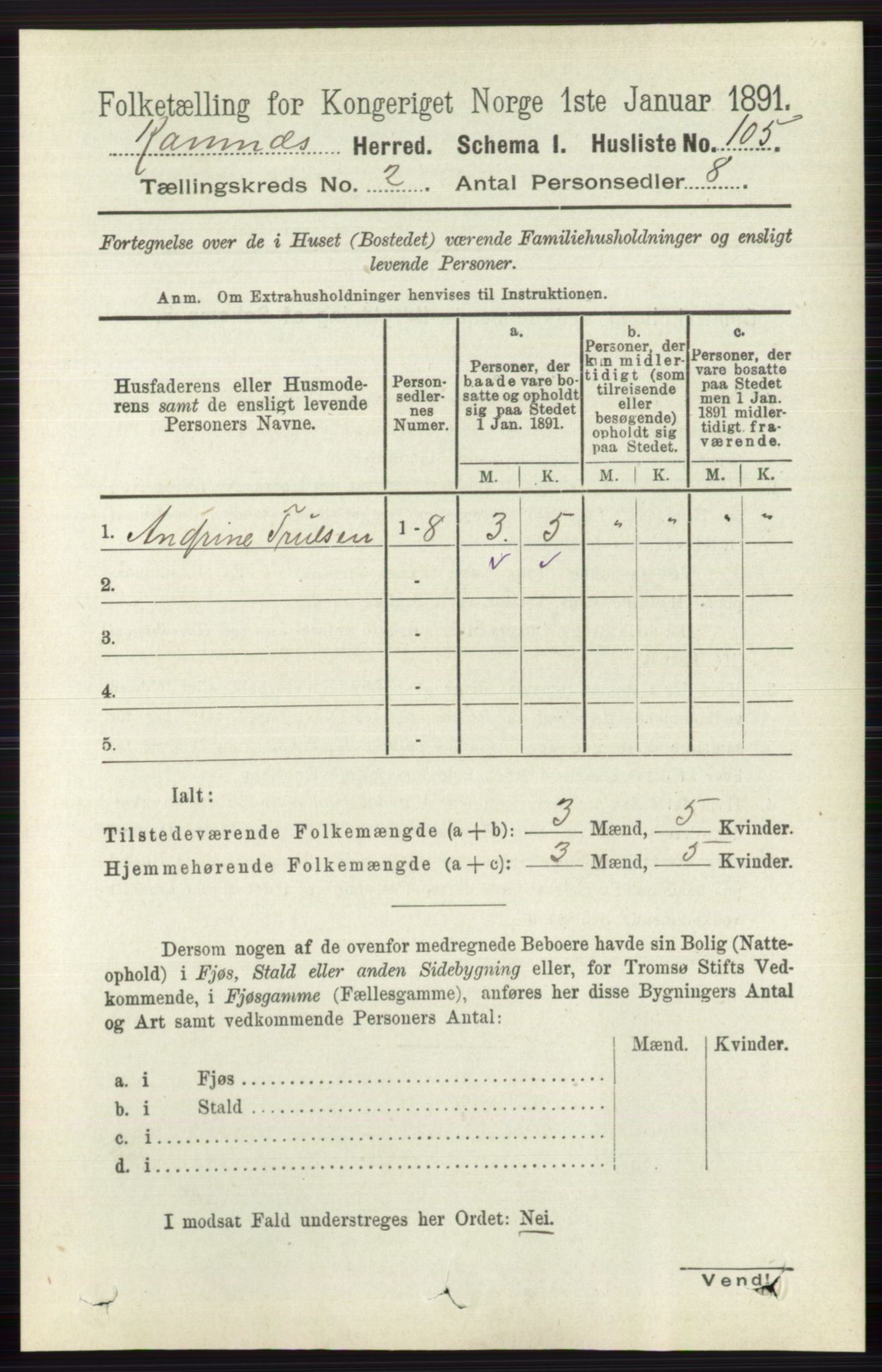 RA, 1891 census for 0718 Ramnes, 1891, p. 559