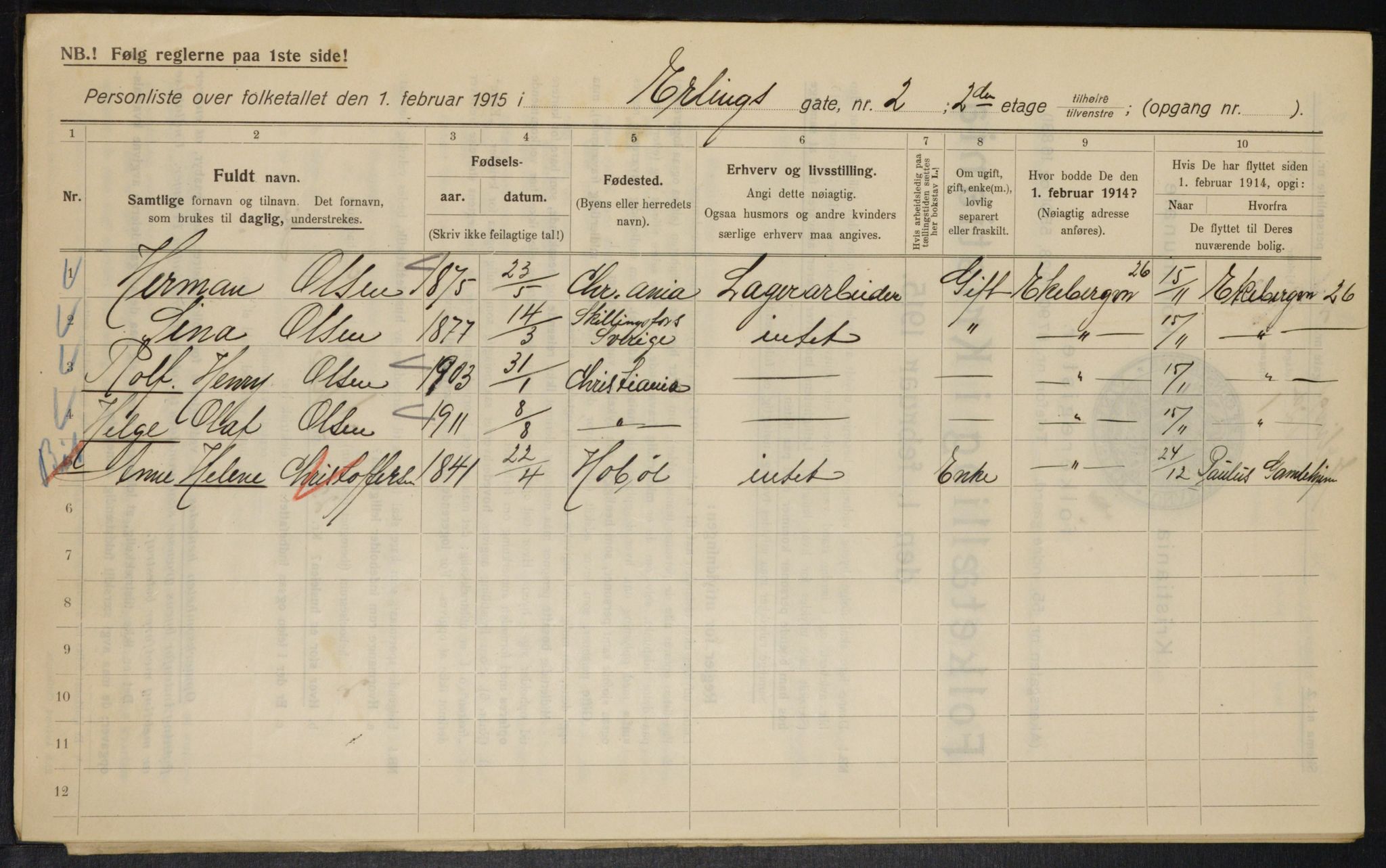 OBA, Municipal Census 1915 for Kristiania, 1915, p. 21559