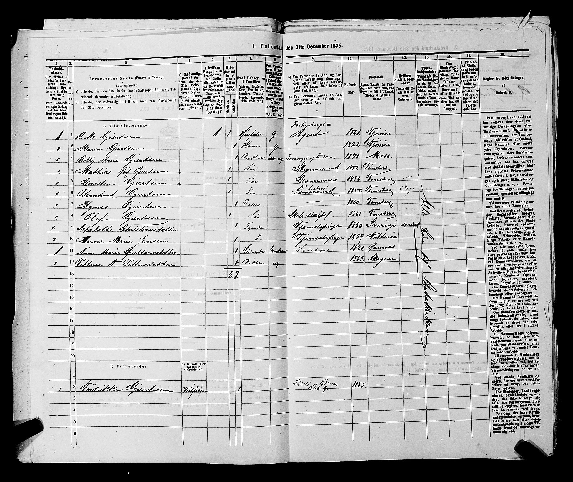 SAKO, 1875 census for 0705P Tønsberg, 1875, p. 91