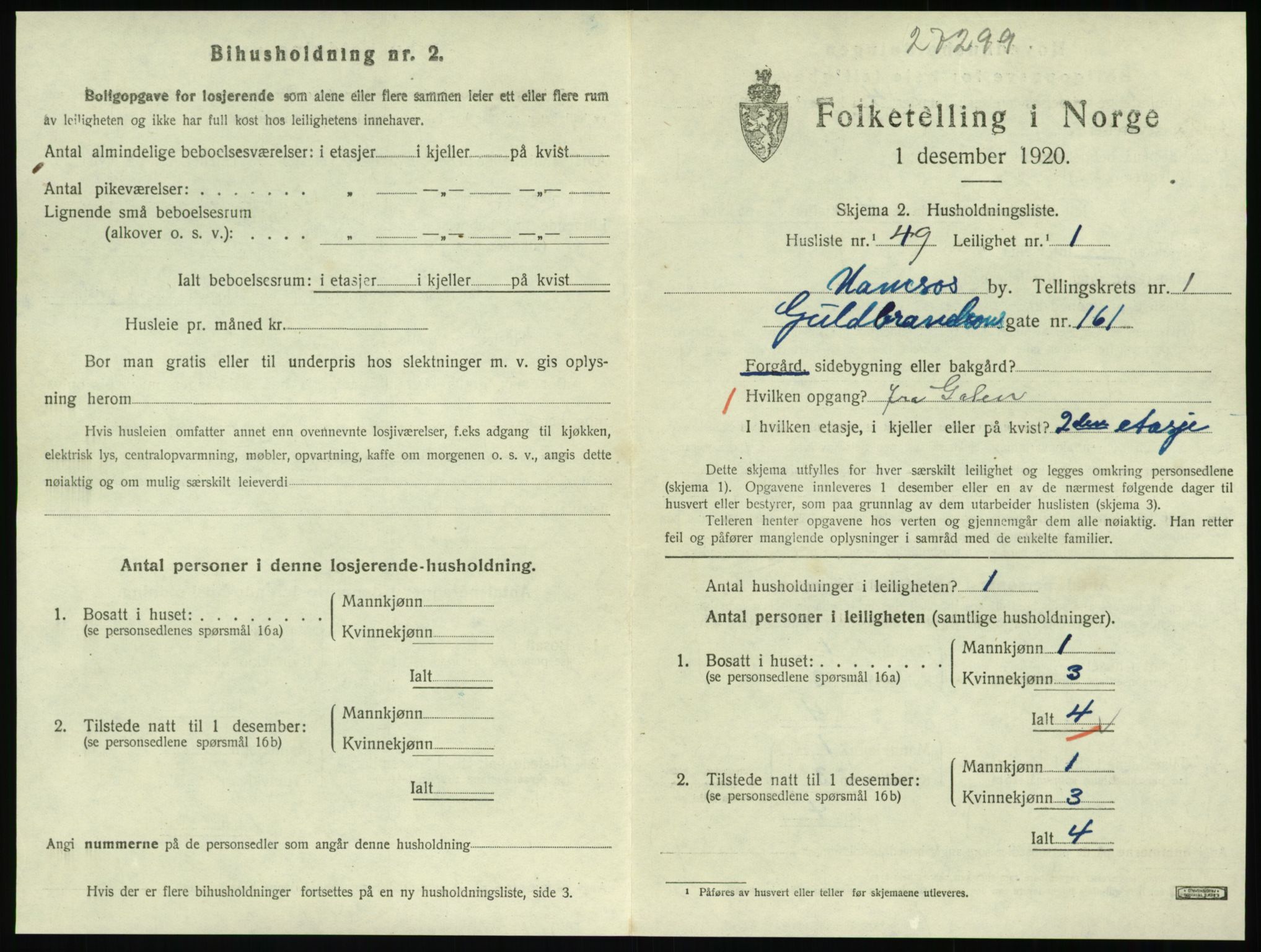 SAT, 1920 census for Namsos, 1920, p. 963
