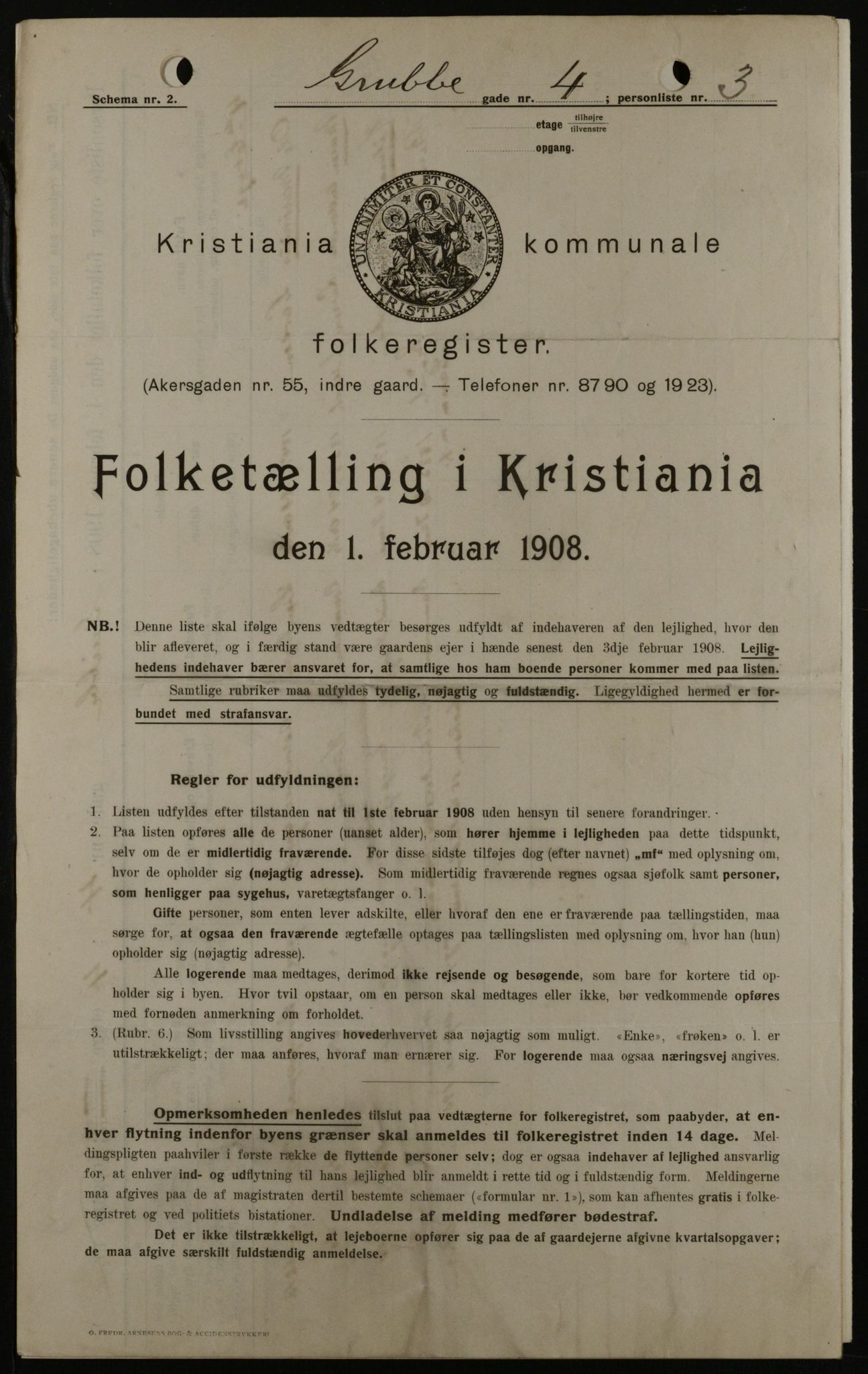 OBA, Municipal Census 1908 for Kristiania, 1908, p. 27213