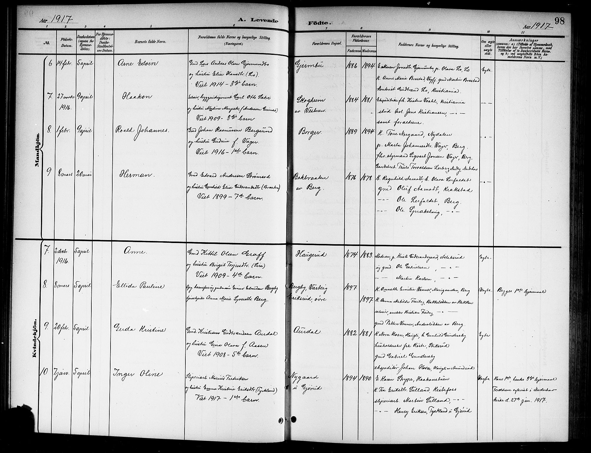 Norderhov kirkebøker, SAKO/A-237/G/Gb/L0002: Parish register (copy) no. II 2, 1891-1921, p. 98