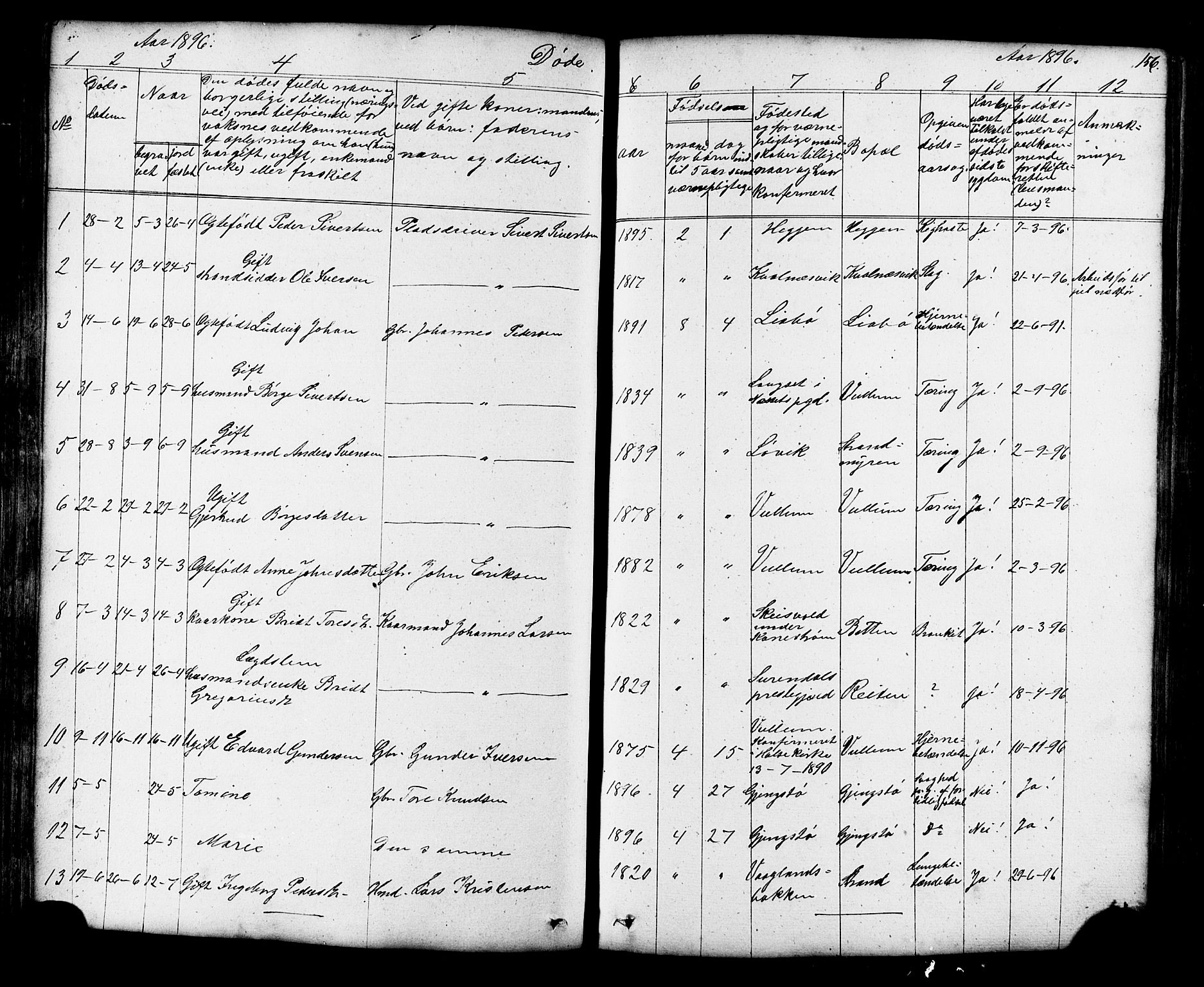 Ministerialprotokoller, klokkerbøker og fødselsregistre - Møre og Romsdal, AV/SAT-A-1454/576/L0890: Parish register (copy) no. 576C01, 1837-1908, p. 156