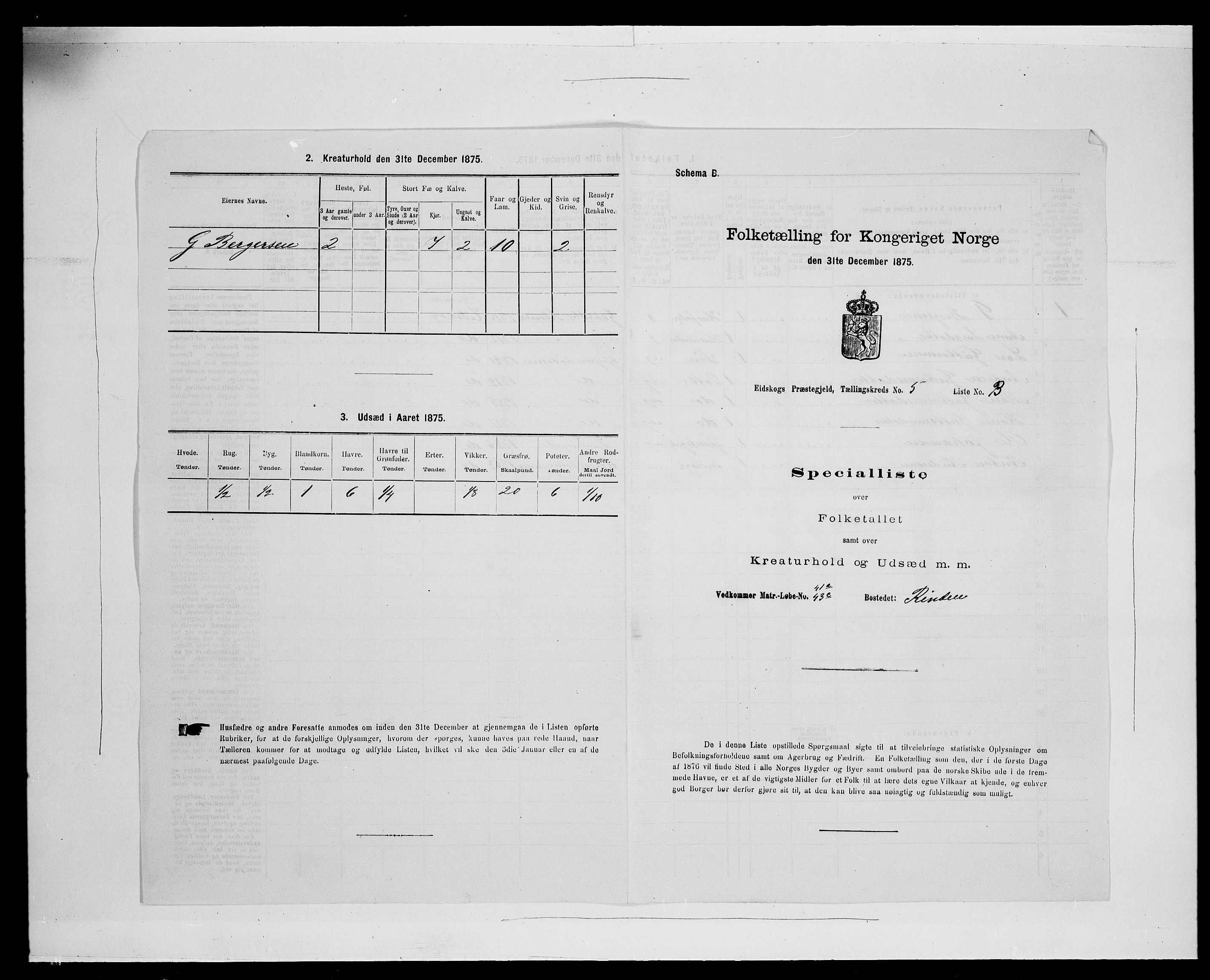 SAH, 1875 census for 0420P Eidskog, 1875, p. 845