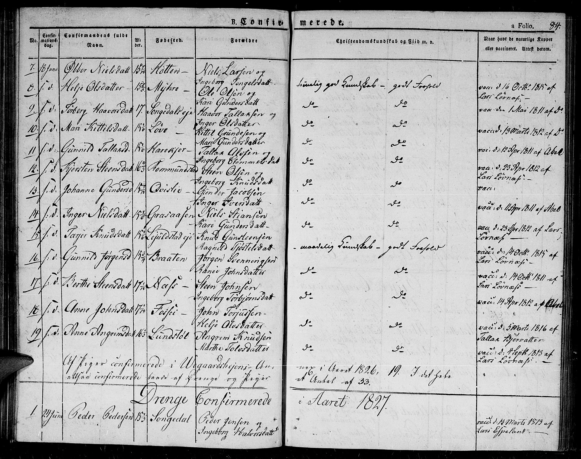 Gjerstad sokneprestkontor, AV/SAK-1111-0014/F/Fa/Fab/L0001: Parish register (official) no. A 1, 1820-1835, p. 84