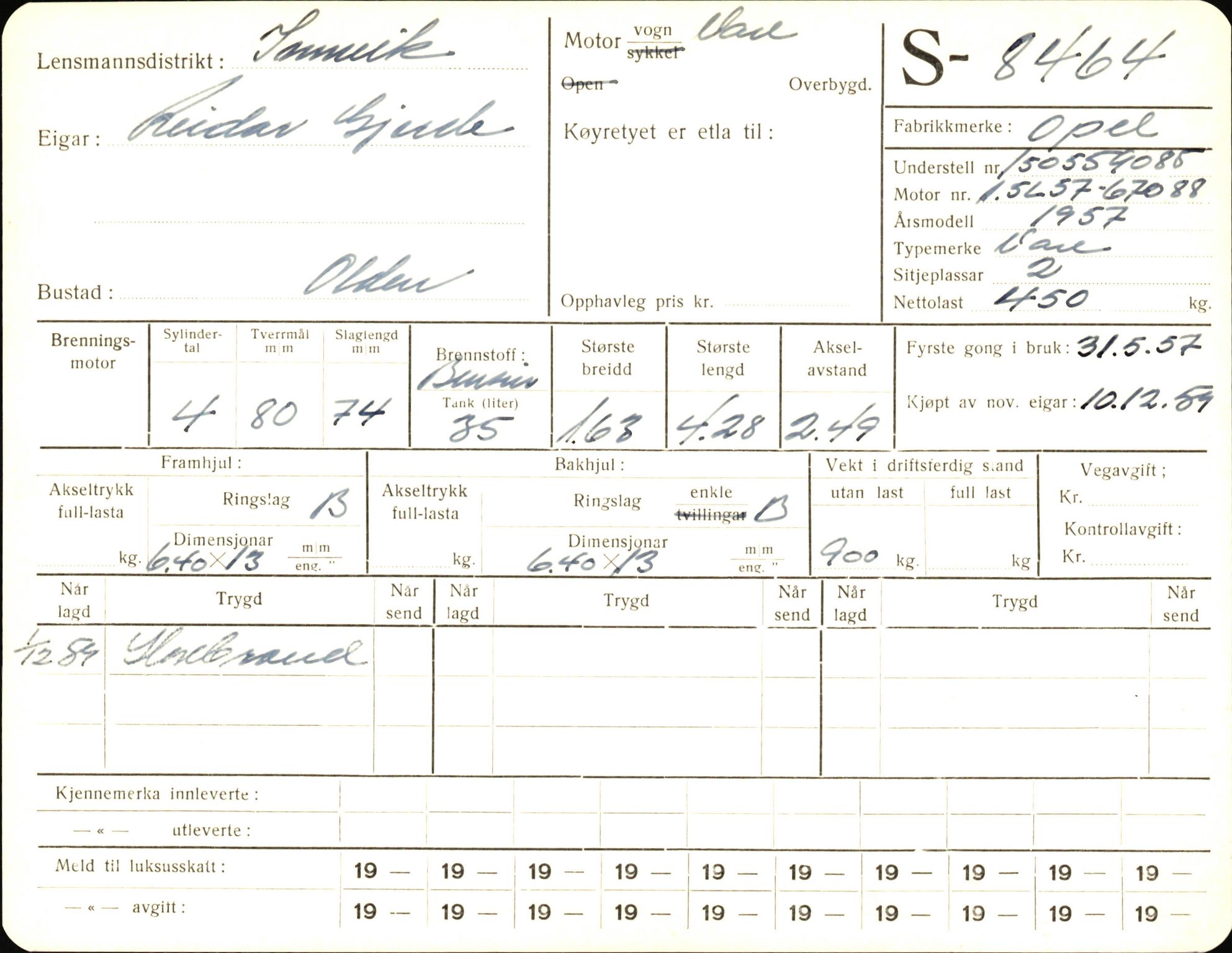 Statens vegvesen, Sogn og Fjordane vegkontor, AV/SAB-A-5301/4/F/L0006: Registerkort utmeldte Fjordane S8300-9500, 1930-1961, p. 240