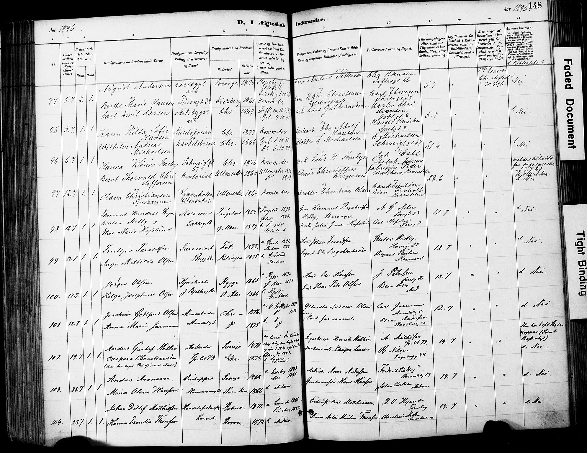 Grønland prestekontor Kirkebøker, SAO/A-10848/F/Fa/L0013: Parish register (official) no. 13, 1887-1906, p. 148