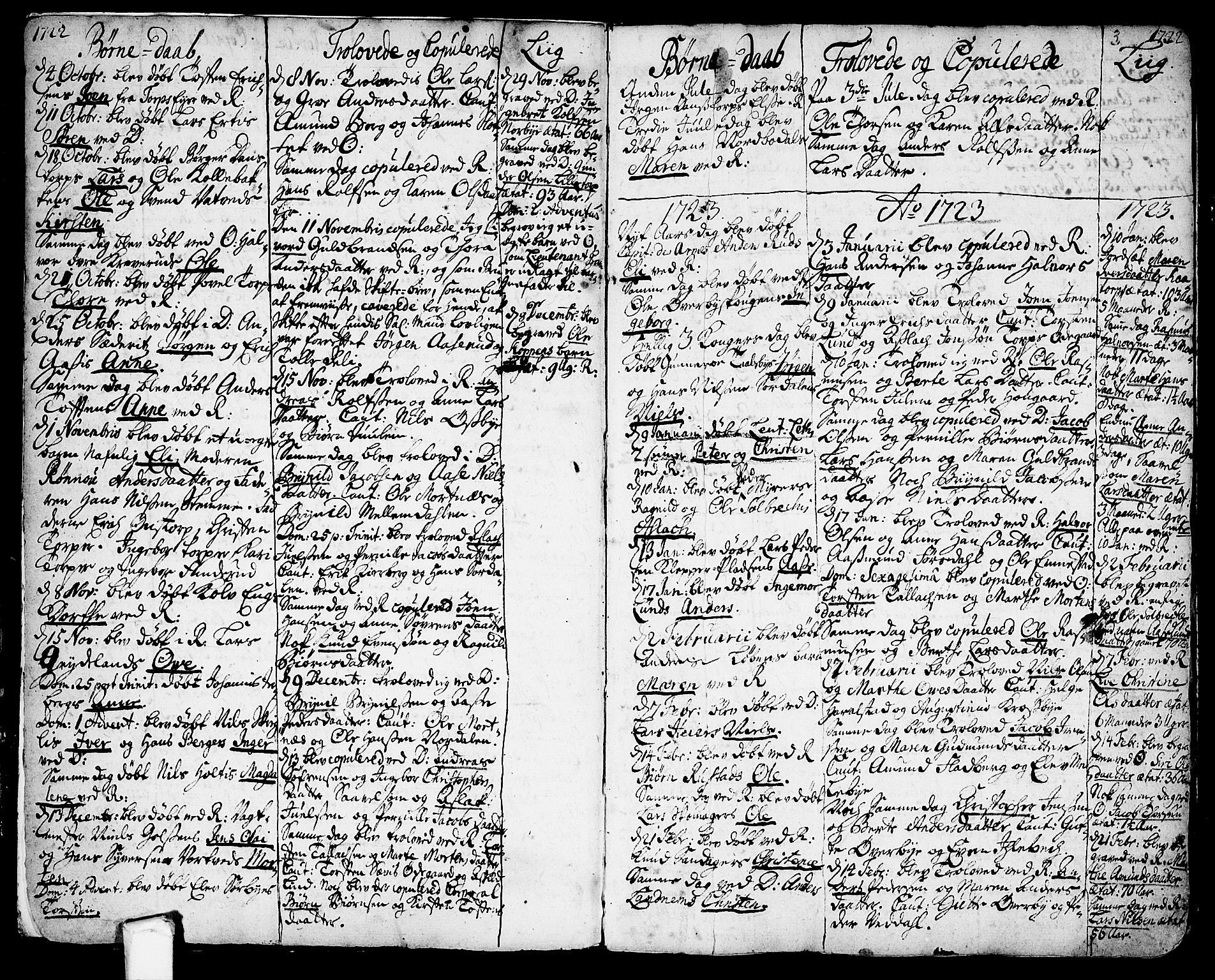 Rakkestad prestekontor Kirkebøker, AV/SAO-A-2008/F/Fa/L0001: Parish register (official) no. I 1, 1722-1740, p. 3