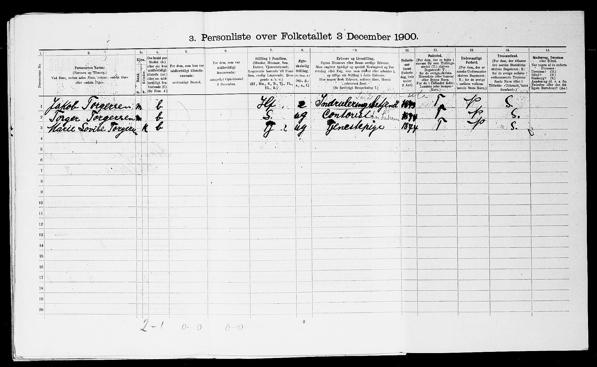 SAST, 1900 census for Stavanger, 1900, p. 8728