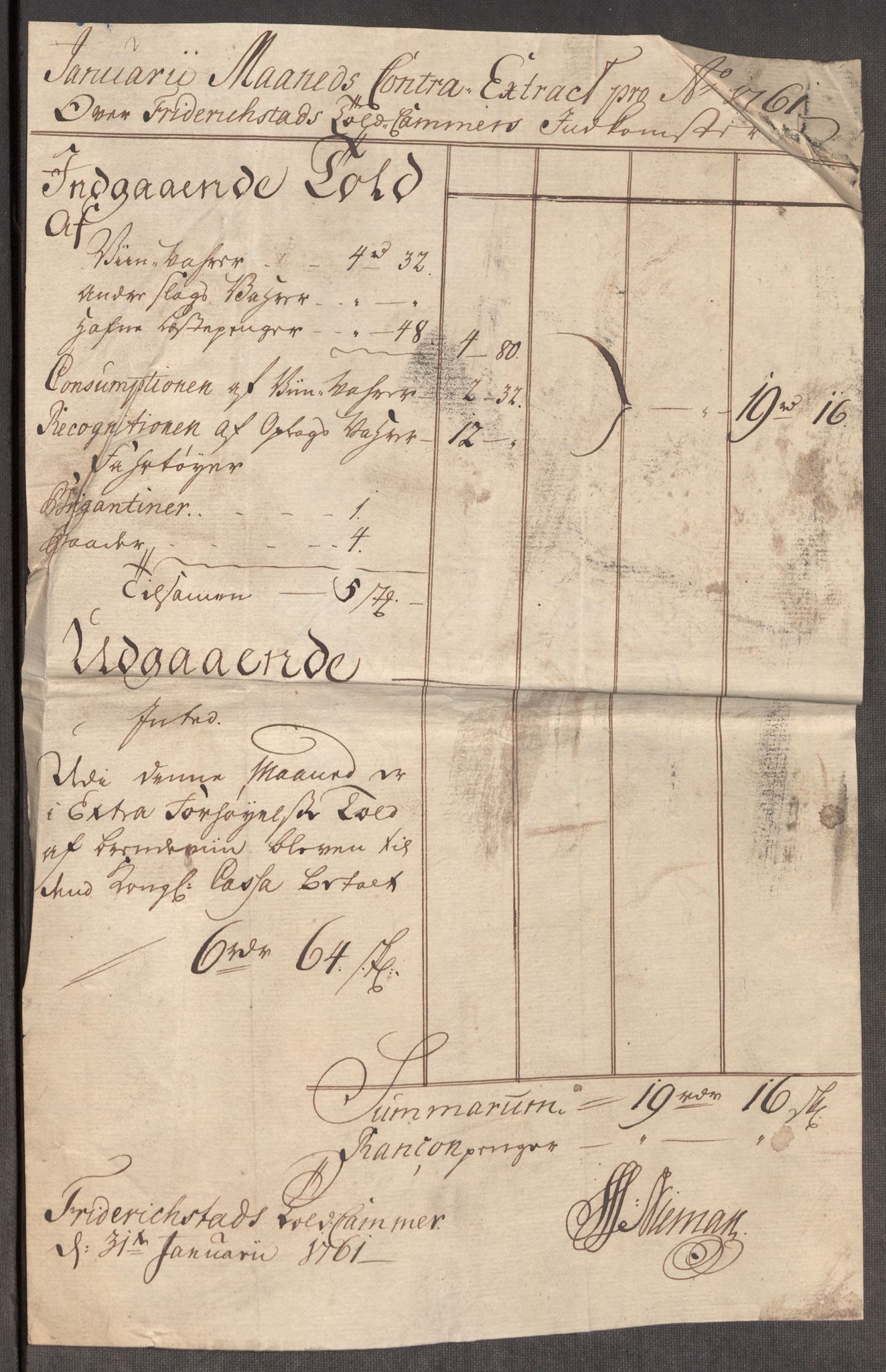 Rentekammeret inntil 1814, Realistisk ordnet avdeling, AV/RA-EA-4070/Oe/L0007: [Ø1]: Priskuranter, 1761-1763, p. 37