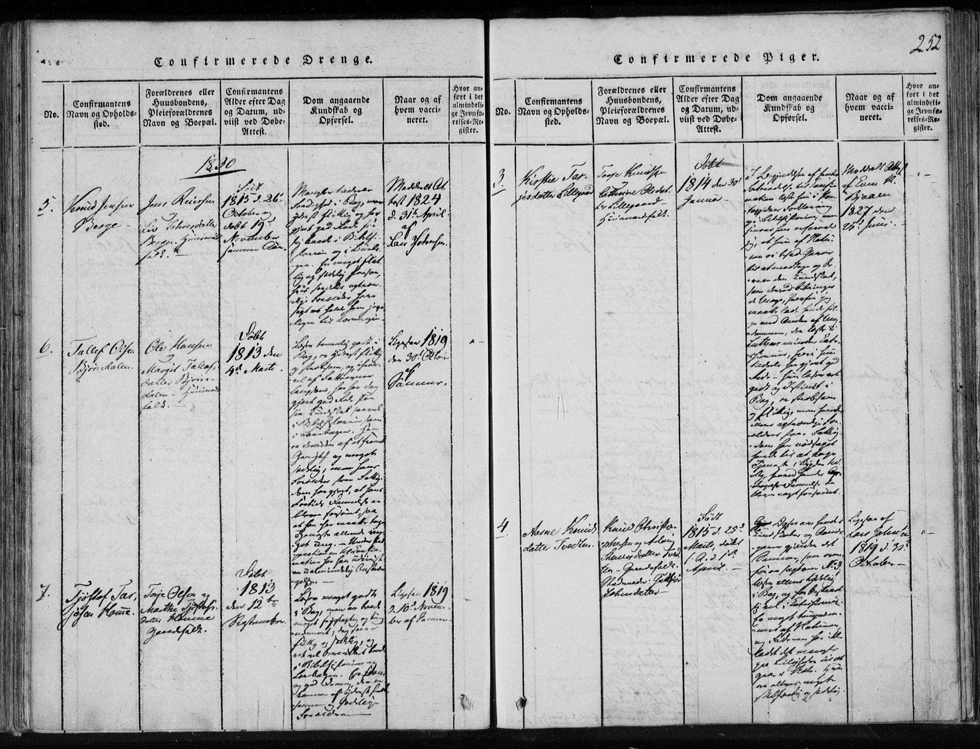 Lårdal kirkebøker, SAKO/A-284/F/Fa/L0005: Parish register (official) no. I 5, 1815-1860, p. 252