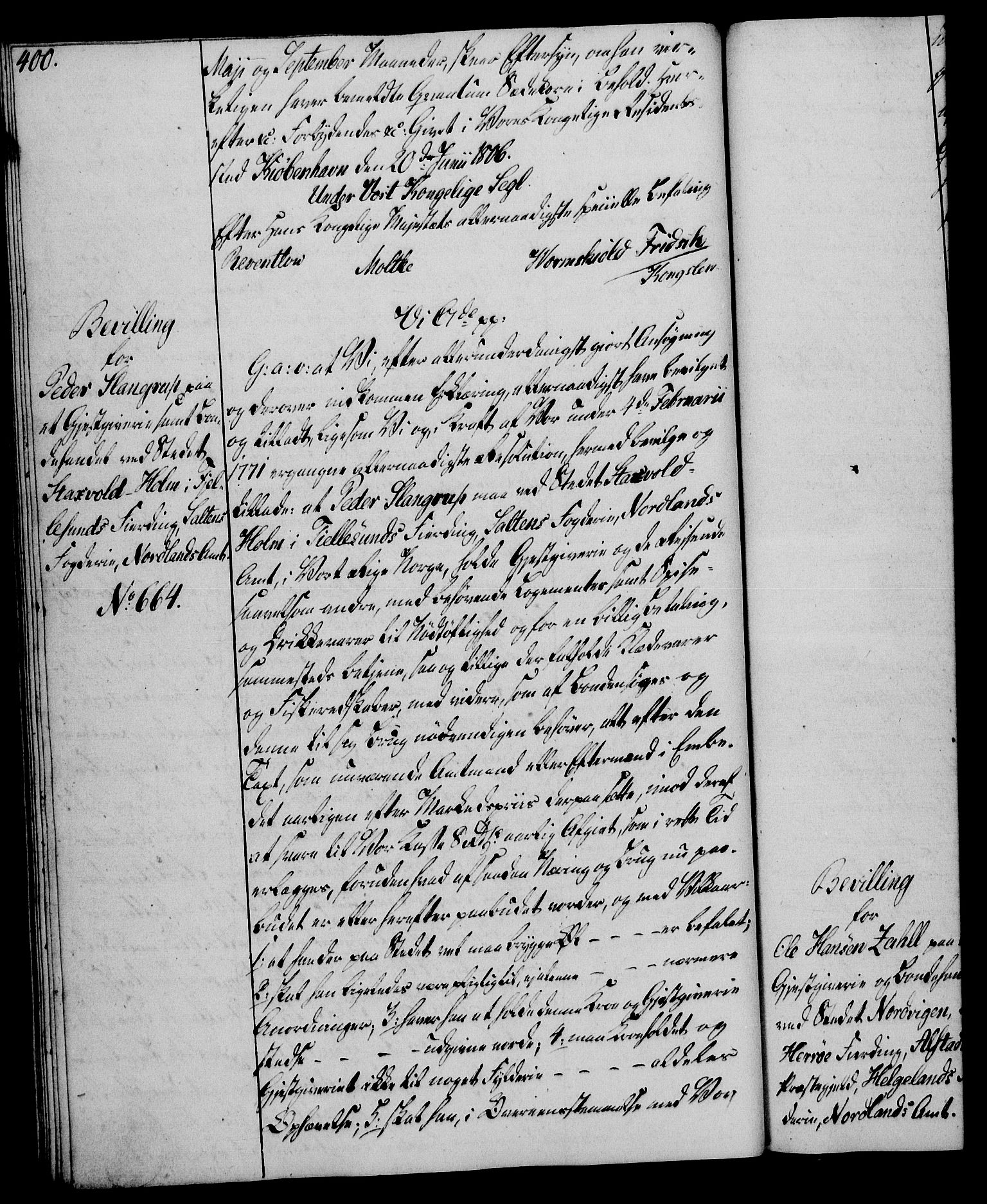 Rentekammeret, Kammerkanselliet, AV/RA-EA-3111/G/Gg/Gga/L0018: Norsk ekspedisjonsprotokoll med register (merket RK 53.18), 1804-1806, p. 400