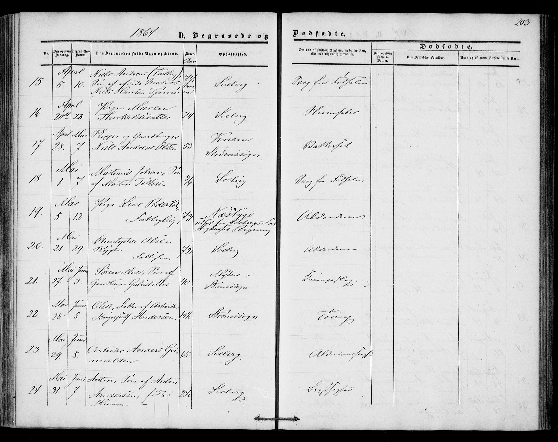 Strømm kirkebøker, AV/SAKO-A-322/F/Fa/L0001: Parish register (official) no. I 1, 1861-1869, p. 203