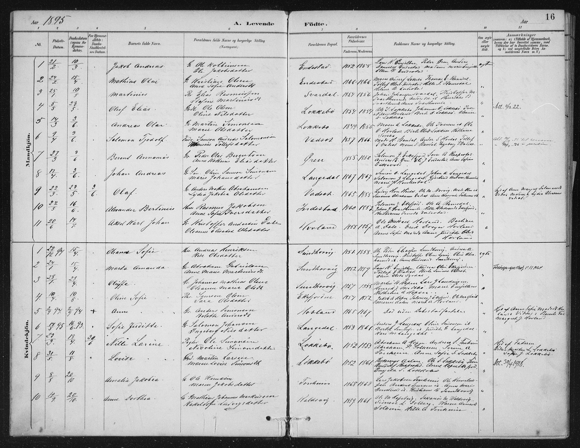 Kinn sokneprestembete, SAB/A-80801/H/Haa/Haae/L0001: Parish register (official) no. E 1, 1890-1916, p. 16
