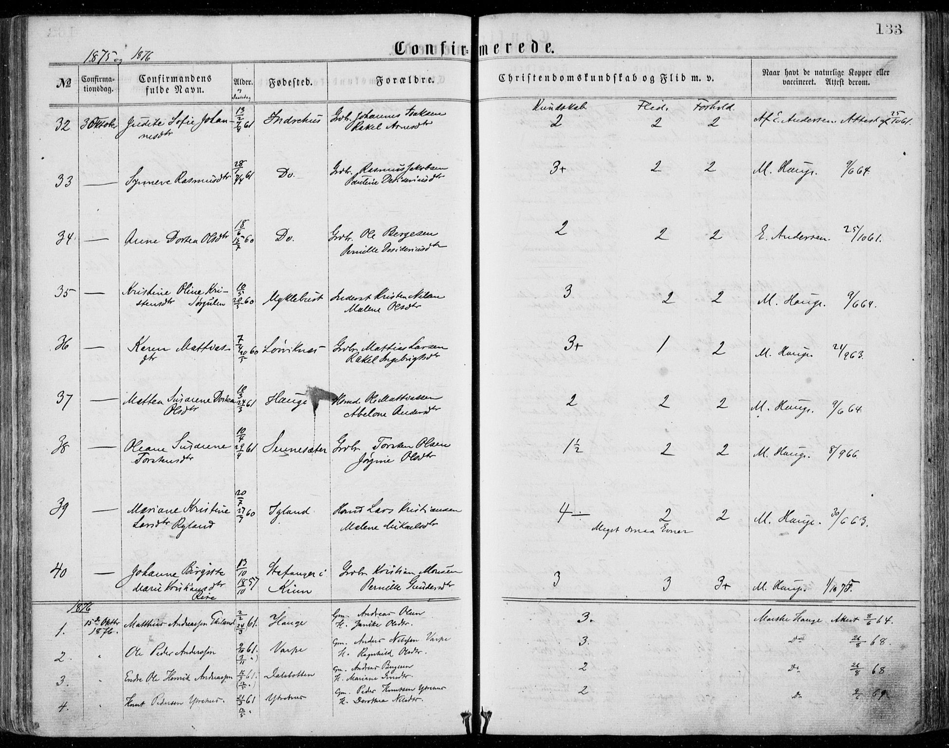 Bremanger sokneprestembete, AV/SAB-A-82201/H/Haa/Haaa/L0001: Parish register (official) no. A  1, 1864-1883, p. 133