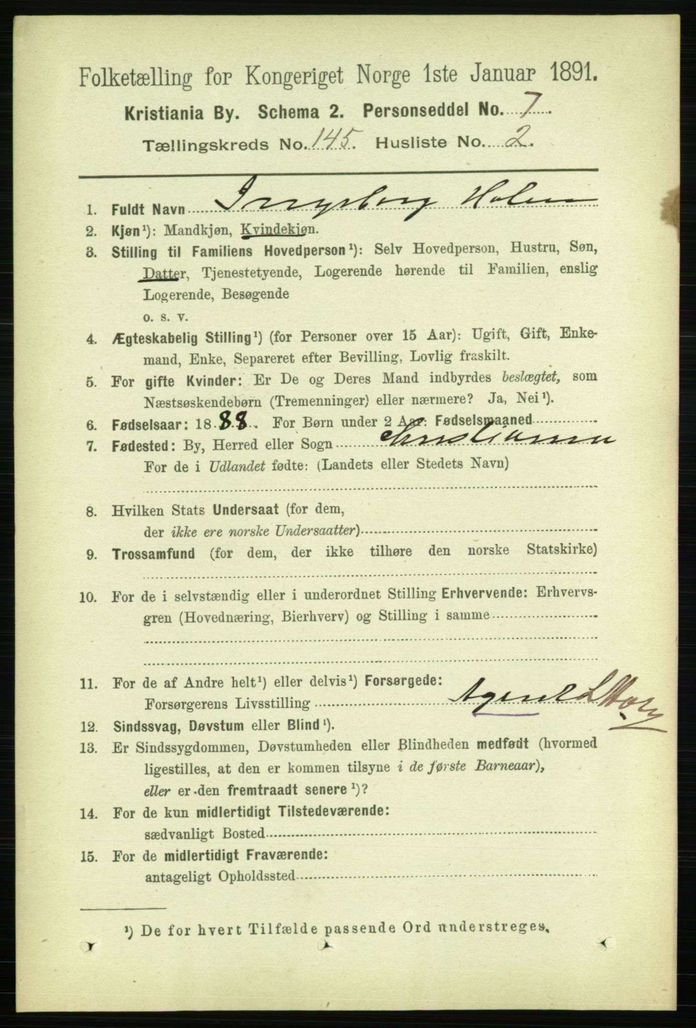 RA, 1891 census for 0301 Kristiania, 1891, p. 79392