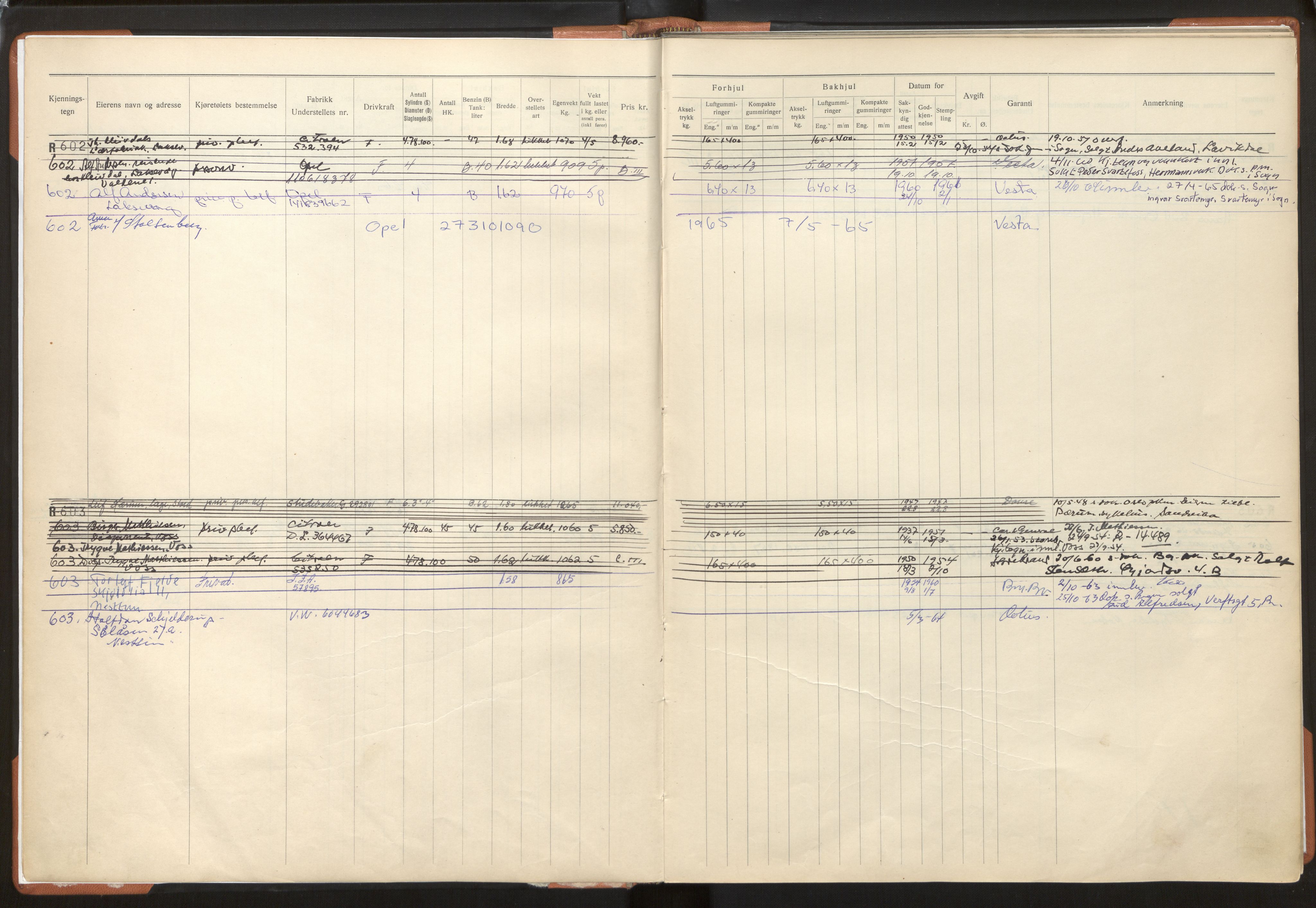 Statens vegvesen, Hordaland vegkontor, SAB/A-5201/2/O/Oa/L0003: Bil - R600-845, 1915-1970