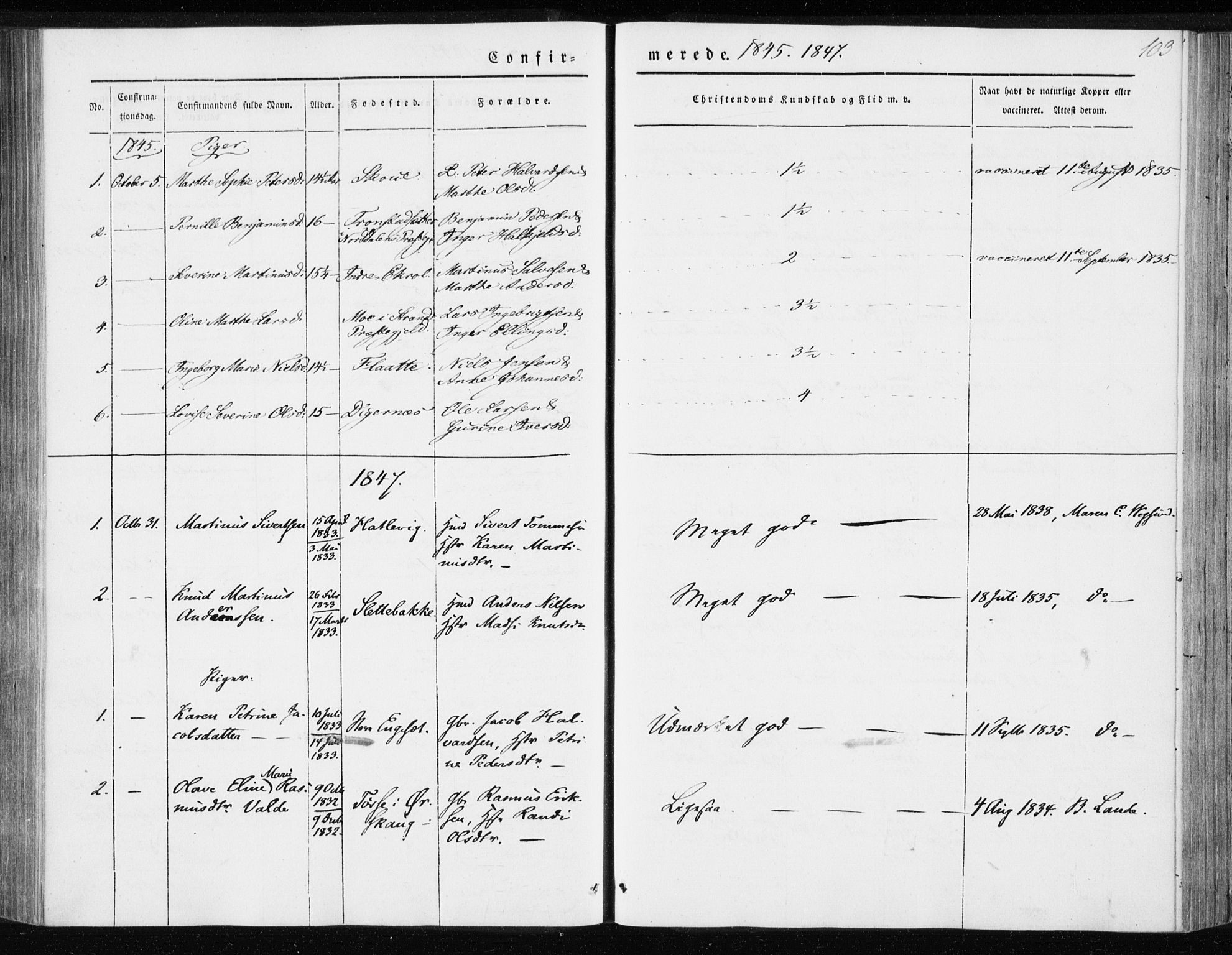 Ministerialprotokoller, klokkerbøker og fødselsregistre - Møre og Romsdal, AV/SAT-A-1454/528/L0415: Curate's parish register no. 528B03, 1843-1852, p. 103