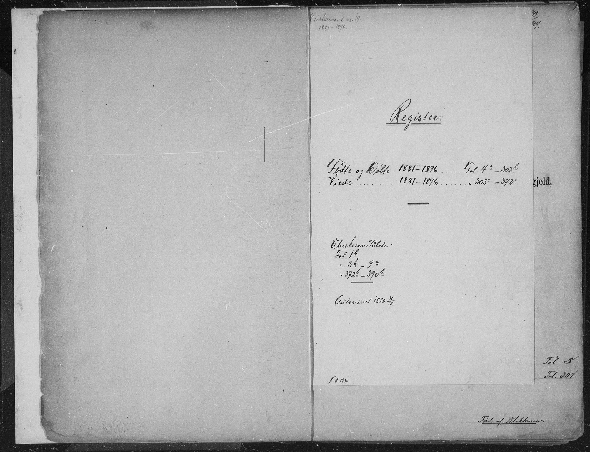 Kristiansand domprosti, AV/SAK-1112-0006/F/Fb/L0014: Parish register (copy) no. B 14, 1881-1896