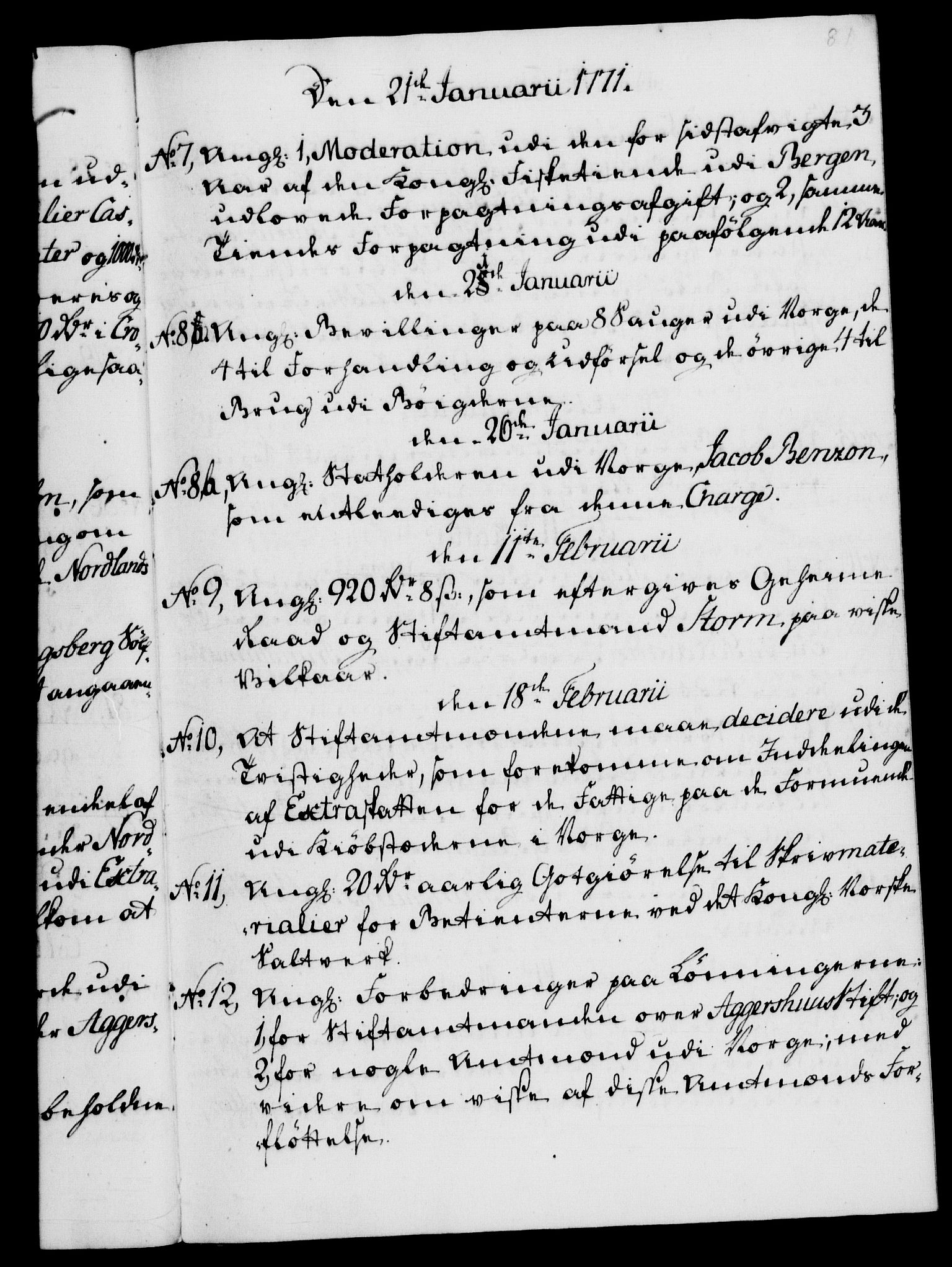 Rentekammeret, Kammerkanselliet, RA/EA-3111/G/Gf/Gfb/L0008: Register til norske relasjons- og resolusjonsprotokoller (merket RK 52.103), 1766-1771, p. 81